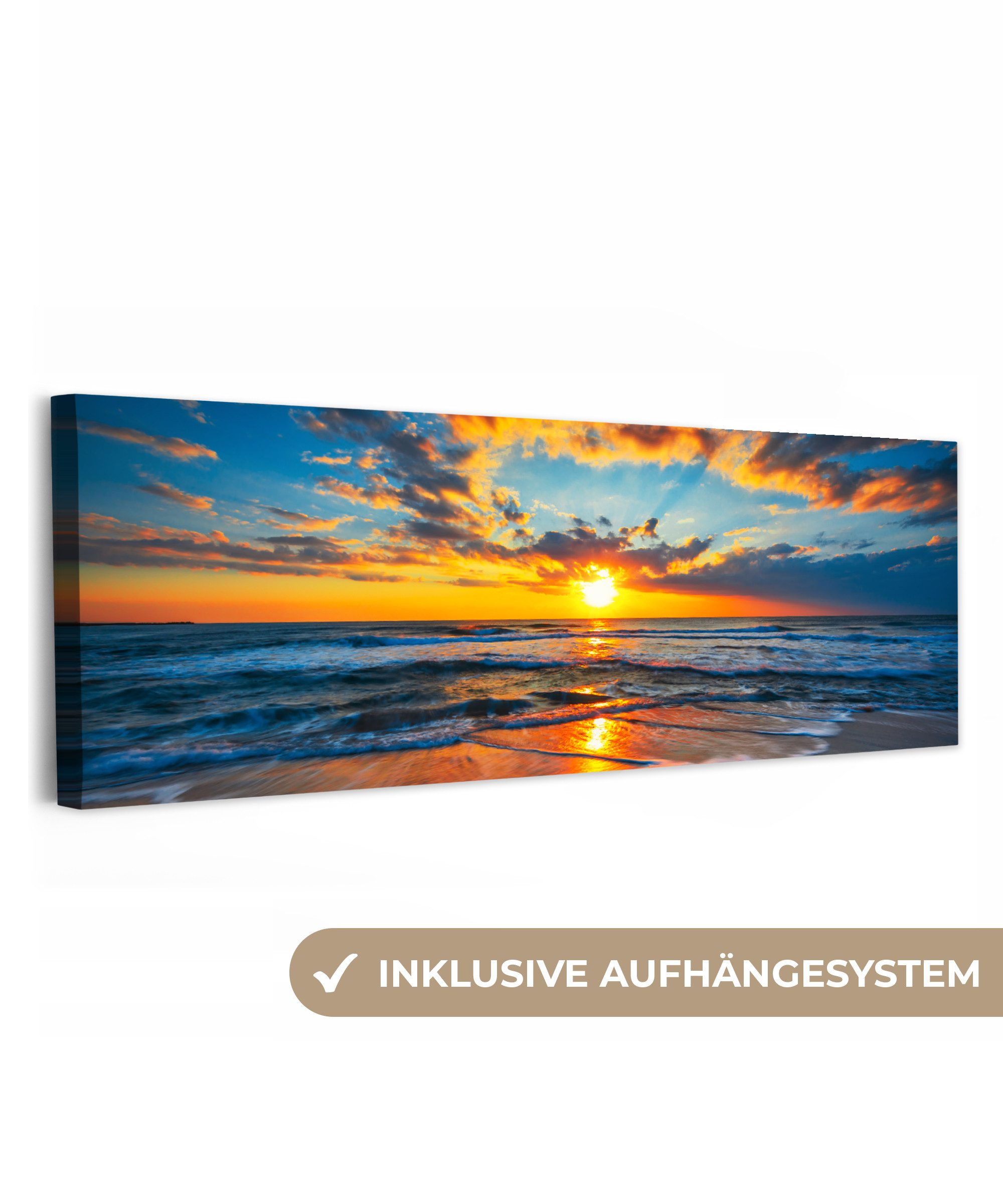 OneMillionCanvasses® Leinwandbild Panorama Meer - Sonnenuntergang - Strand günstig online kaufen