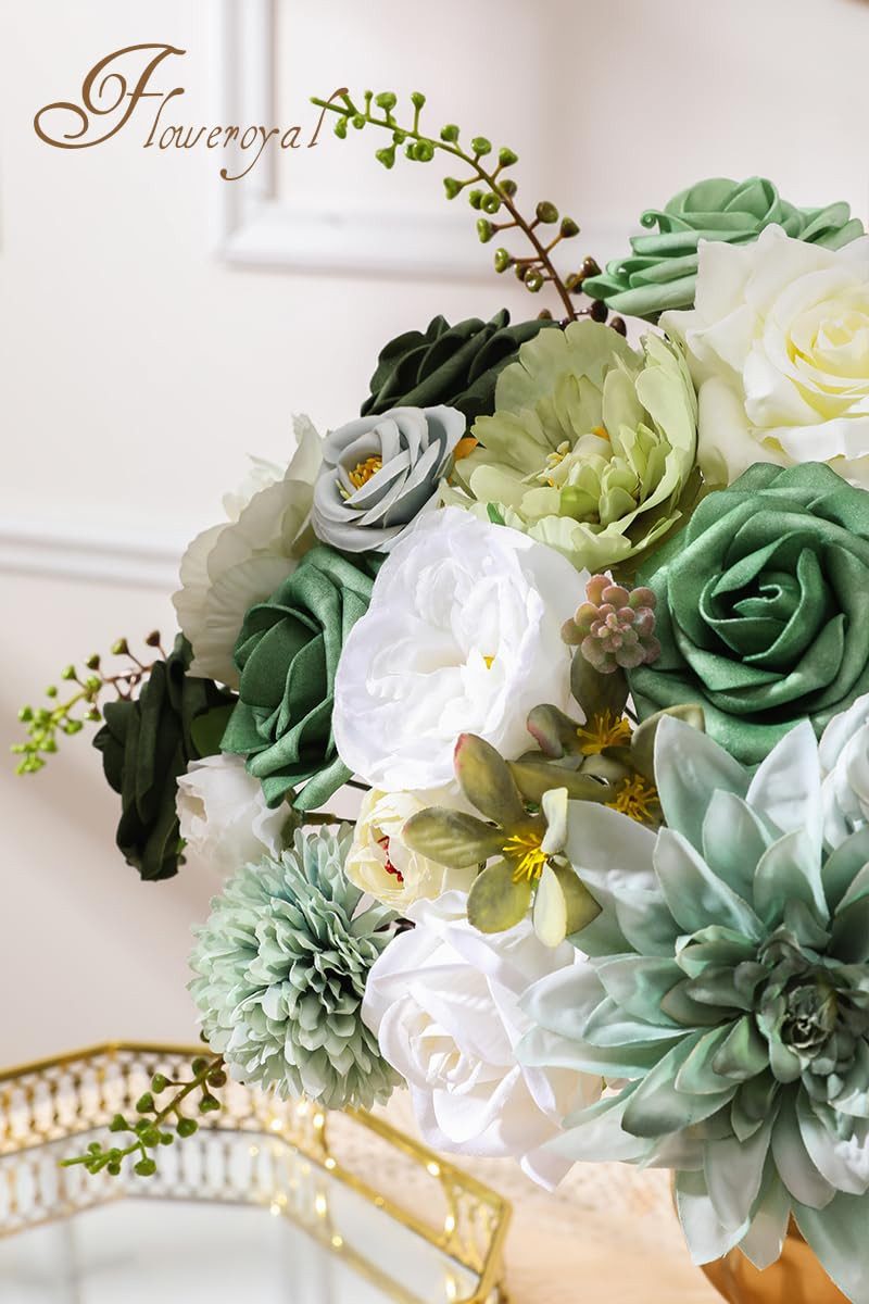 Kunstblume Künstliche Blumen Set, Seidenblumen Mix mit Dahlien & Rosen, Diwzbyn, Blumenstiele für DIY, Hochzeiten, Tischdeko & Wohndeko – Bild 3 von 5