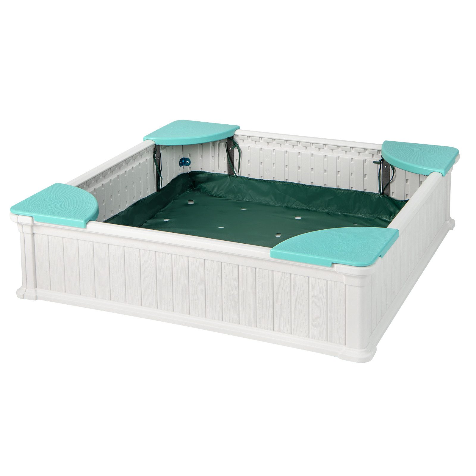 COSTWAY Sandkasten Sandbox, aus Holz, 123,5x123,5x14cm