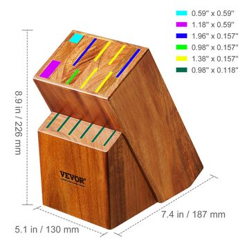 VEVOR Wand-Magnet Messerhalter 187 x 130 x 226 mm Messerblock-Set Holzblock für Kochmesser Wetzstab