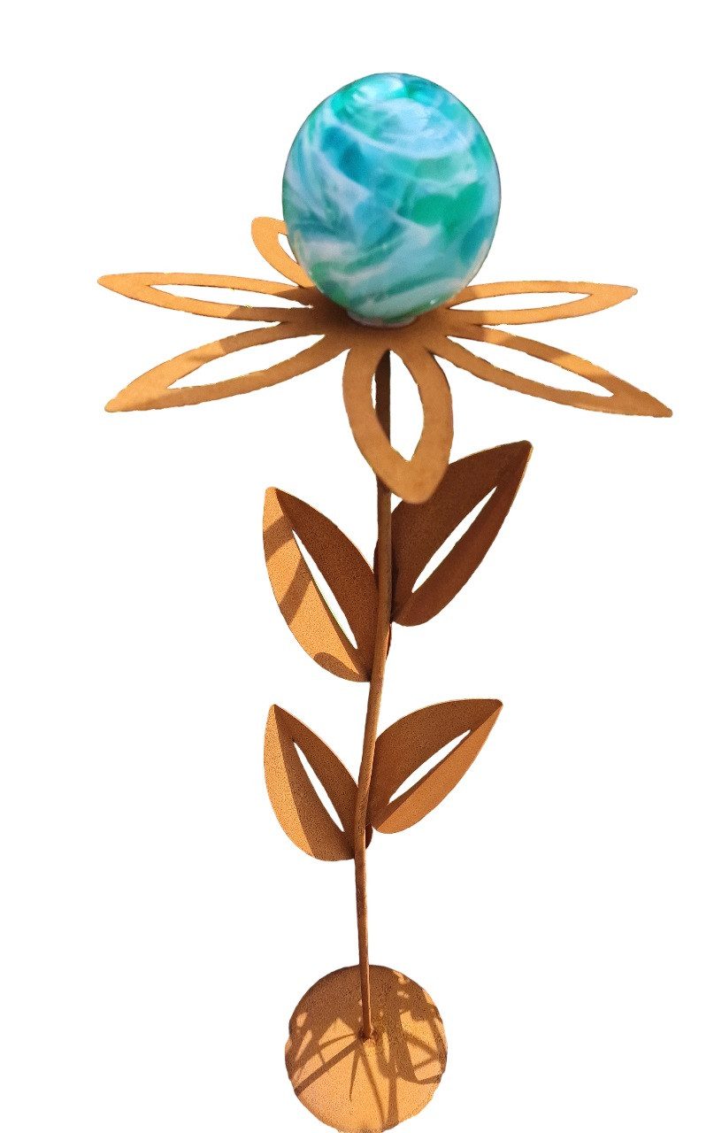 Jürgen Bocker - Gartenambiente Gartenstecker Glaszauber Blume Paris Cortenstahl 77 cm mit Standfuß