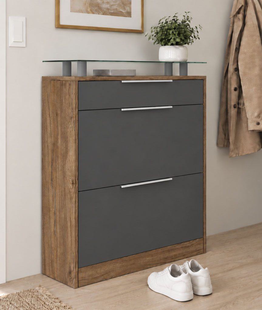 borchardt Möbel Schuhschrank Oliva Breite 89 cm, stehend, mit 2 Doppeltrommeln und 1 Schubkasten