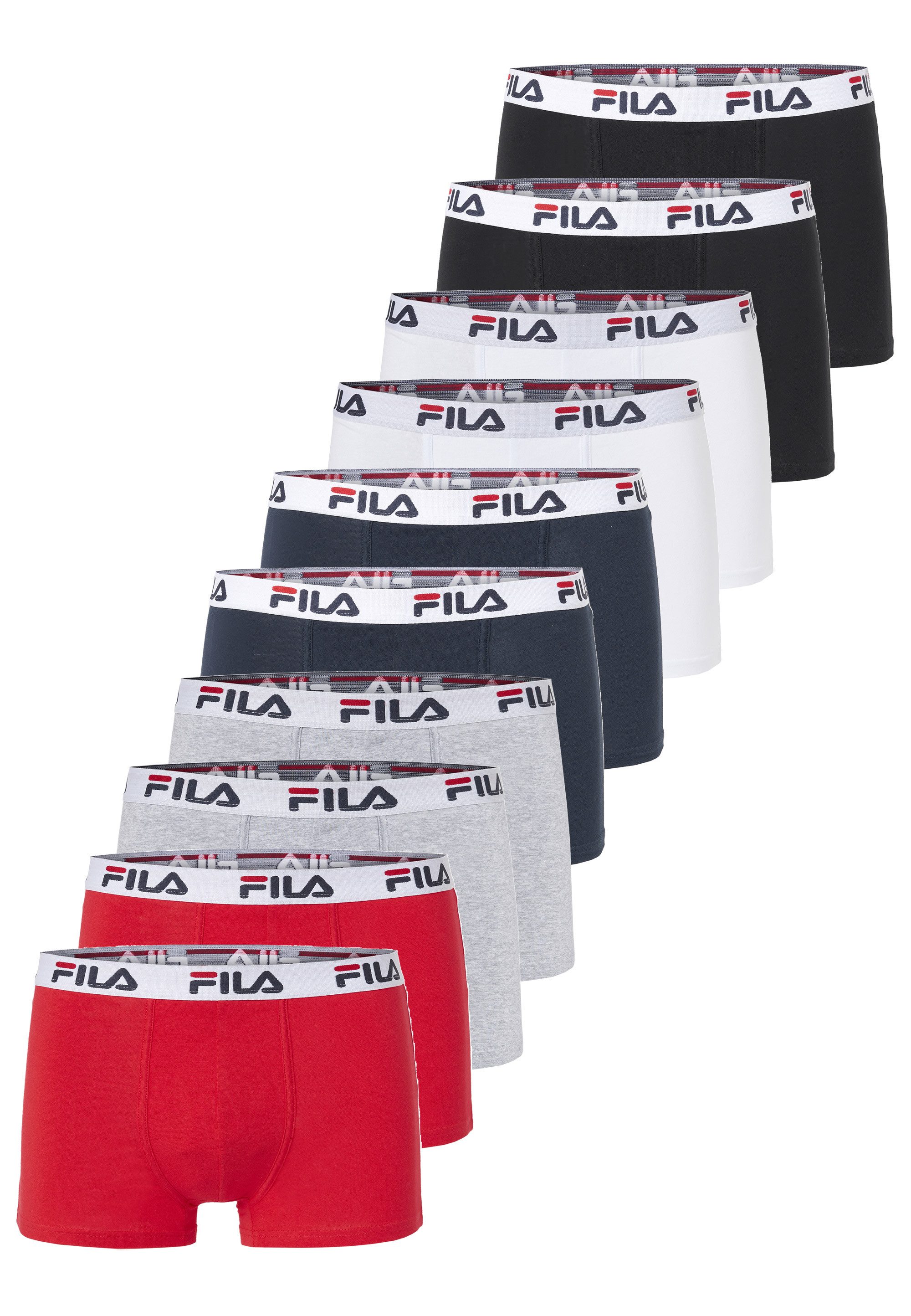 Fila Boxershorts (10-St) 10er-Pack mit elastischem Logo-Bund