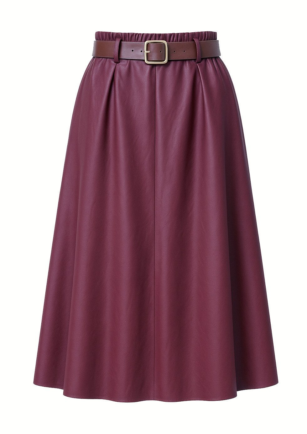 Mississhop Lederimitatrock Damen A-Linien Rock mit Gürtel und Metallschnall günstig online kaufen