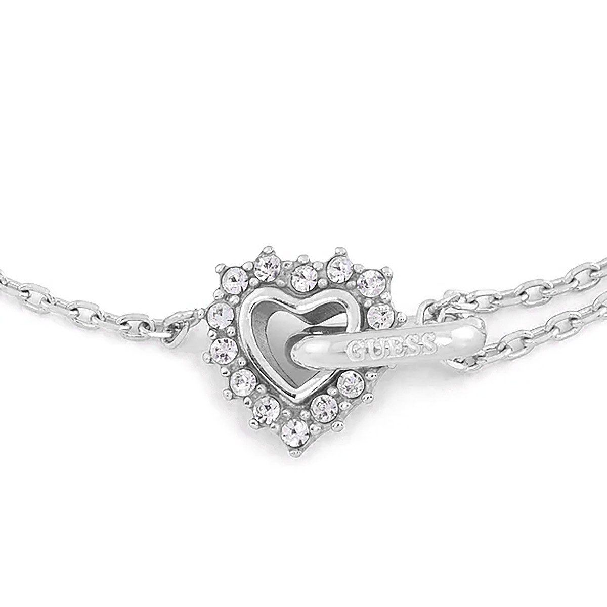 Guess Edelstahlarmband JUBB05534JWRHS, für Damen Infinity Herz Kristall S