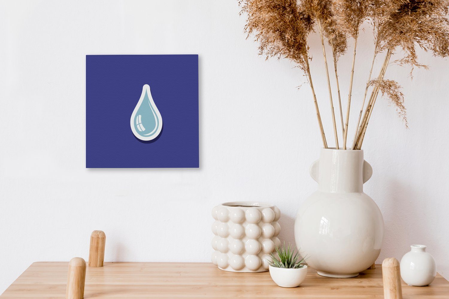 Bilder eines hellblauen Wohnzimmer Leinwand St), Leinwandbild für (1 Eine Illustration OneMillionCanvasses® Wassertropfens, Schlafzimmer