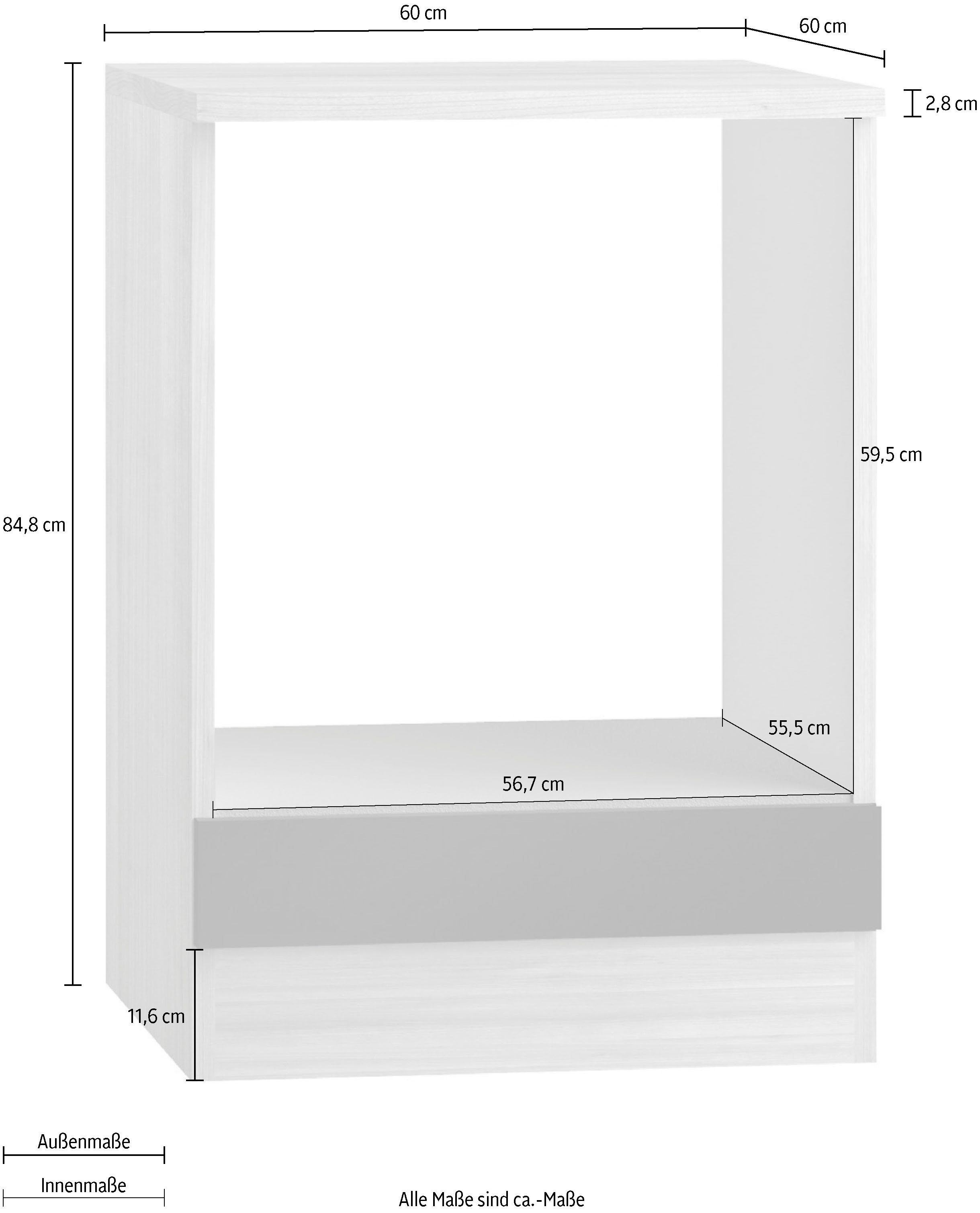 60 Breite OPTIFIT anthrazit Faro, cm Herdumbauschrank