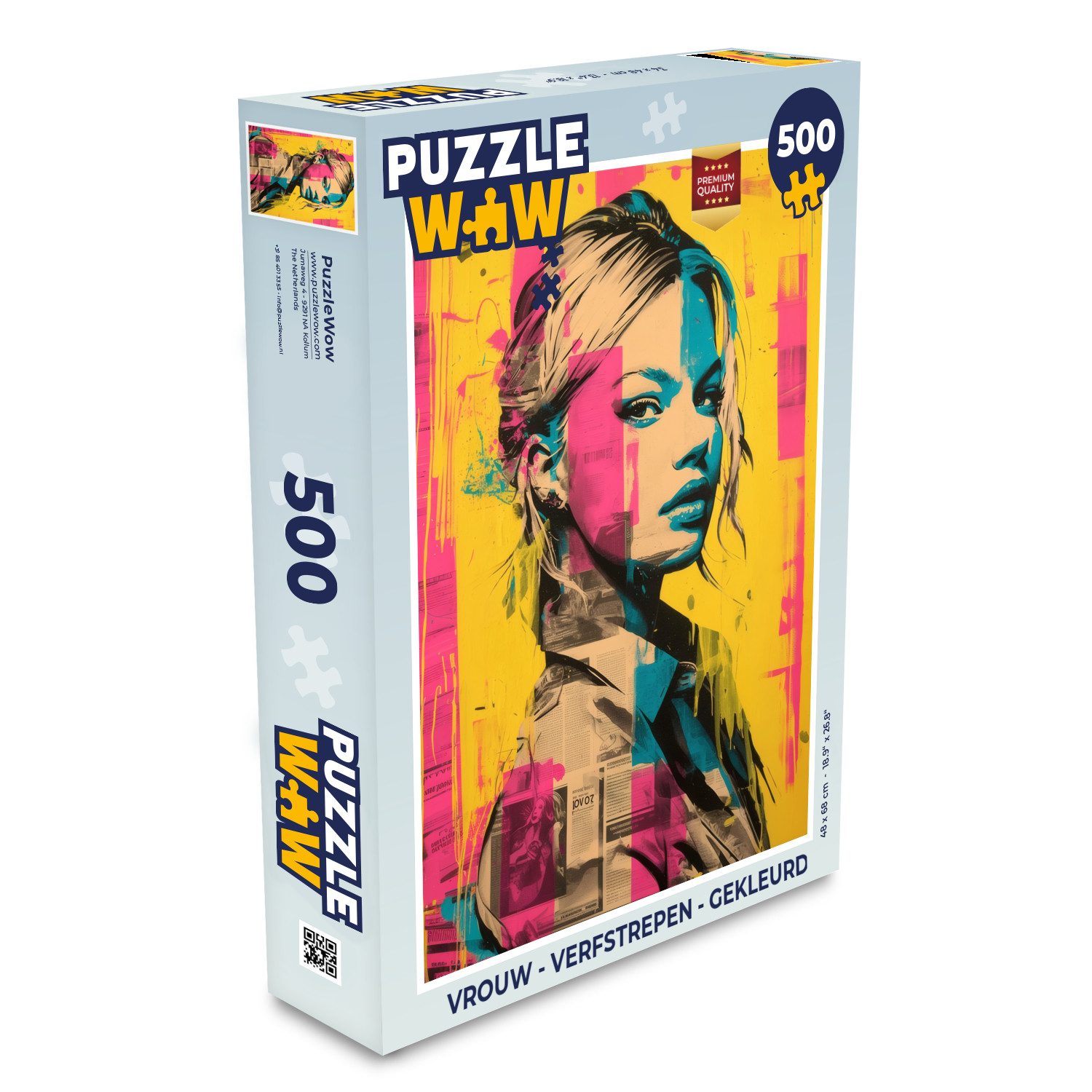 MuchoWow Puzzle Frau - Malstreifen - Farbig, 500 Puzzleteile, Foto-Puzzle, Bilderrätsel, Puzzlespiele, Spielzeug
