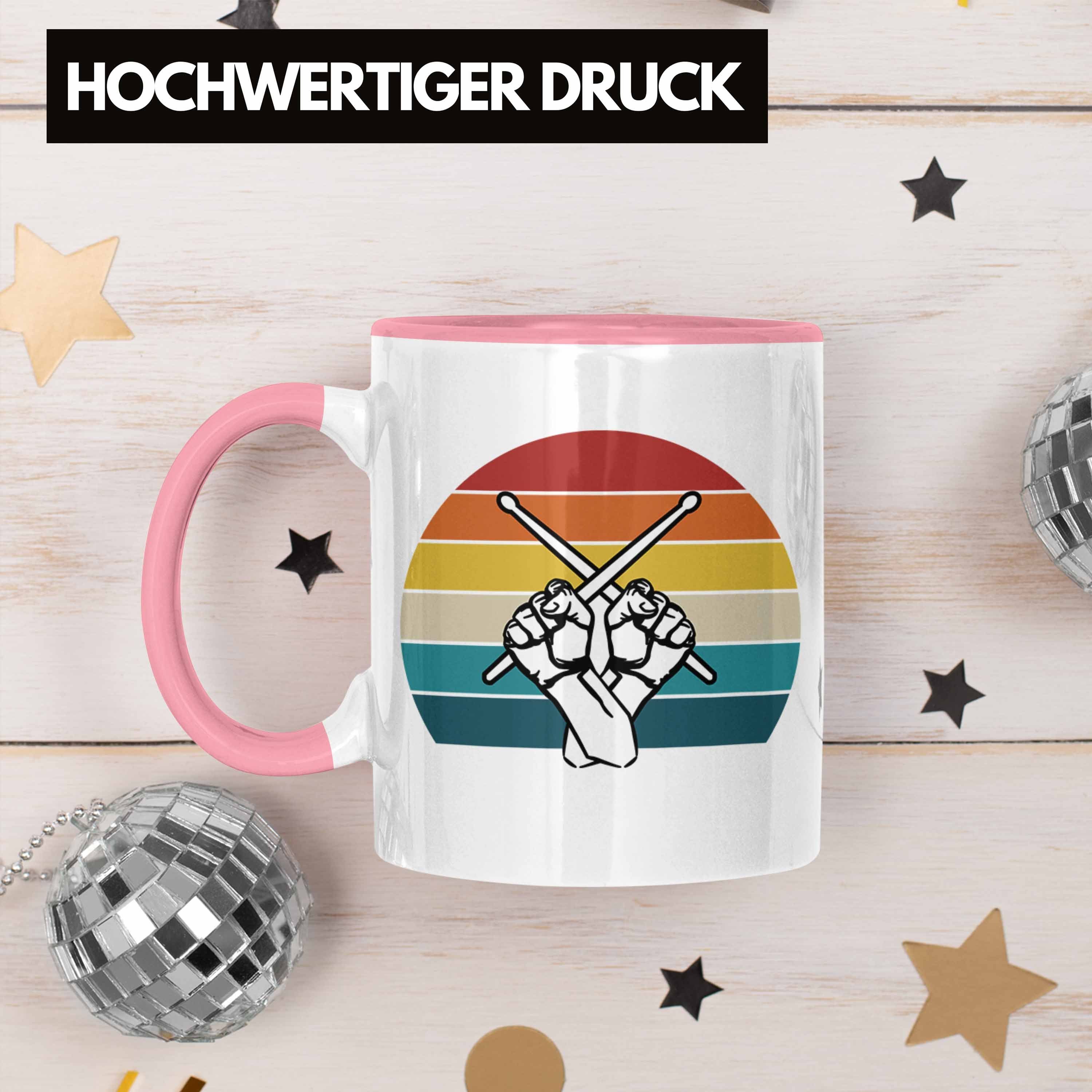 Tasse Trendation Grafik Trendation Tasse Schlagzeuger Retro für Rosa Schlagzeug-Spieler - Geschenk