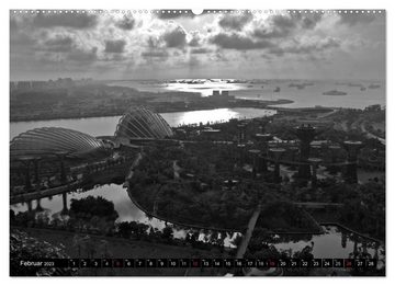 CALVENDO Wandkalender Singapur - Impressionen in schwarz - weiss (Premium, hochwertiger DIN A2 Wandkalender 2023, Kunstdruck in Hochglanz)