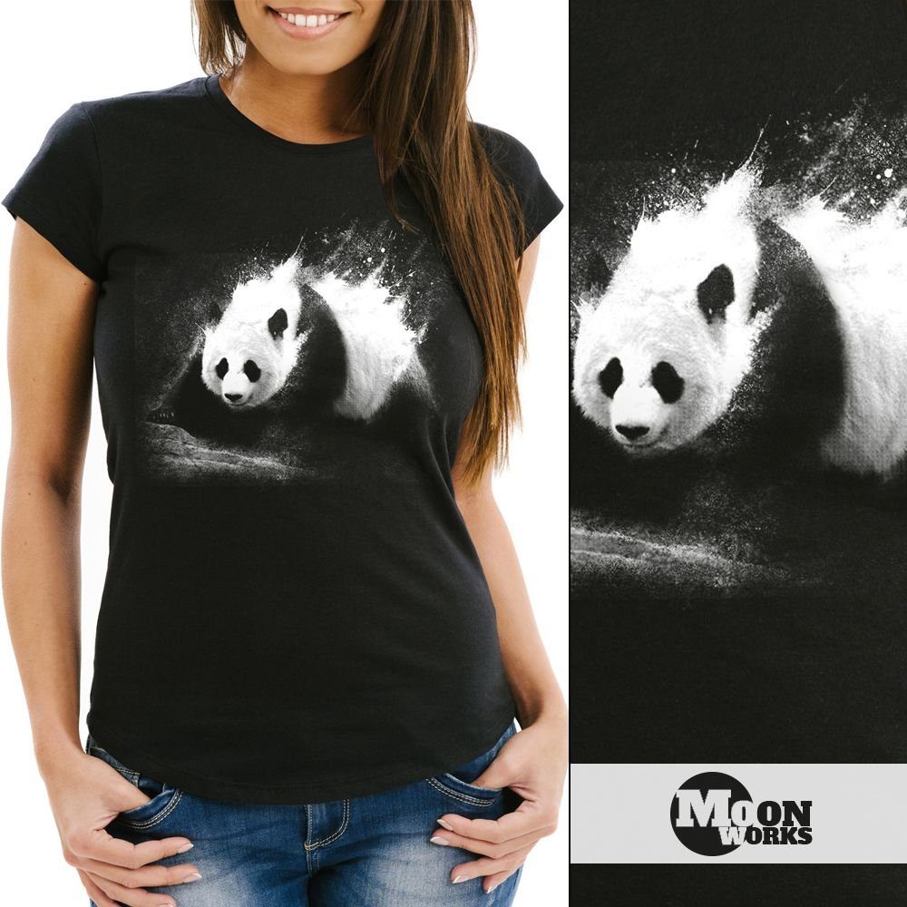 MoonWorks Print-Shirt Damen T-Shirt Panda Splash Slim Fit mit Print günstig online kaufen