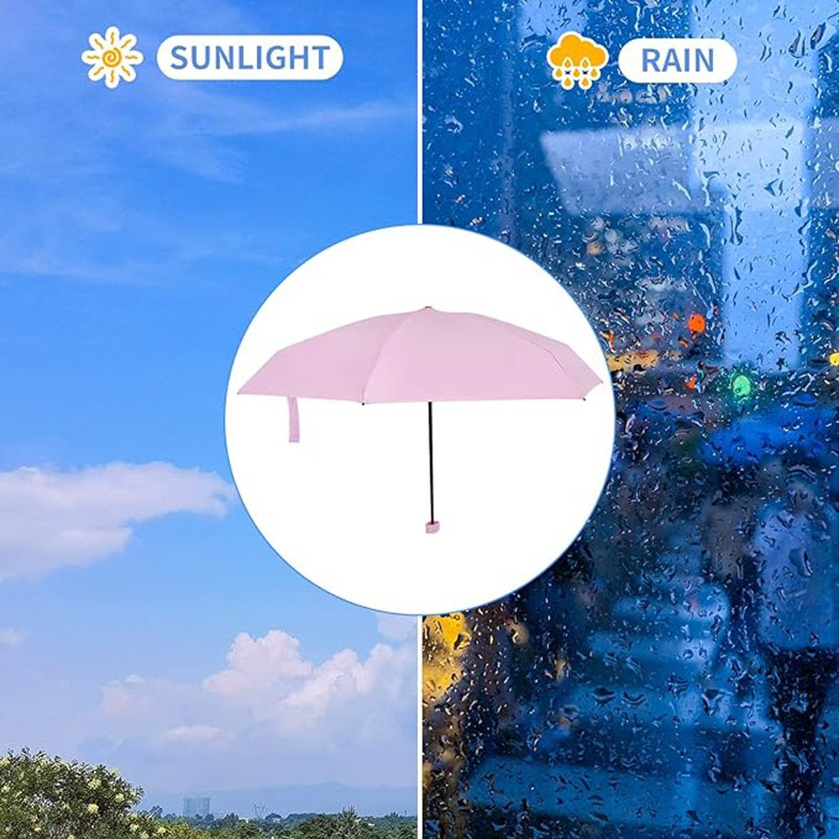 Regenschirm XDeer Taschenregenschirm Mini Lila Ultraleicht, Rippen Klein Regenschirm Taschenschirm Schutz Sturmfest Taschenregenschirm 6 UV Faltbar