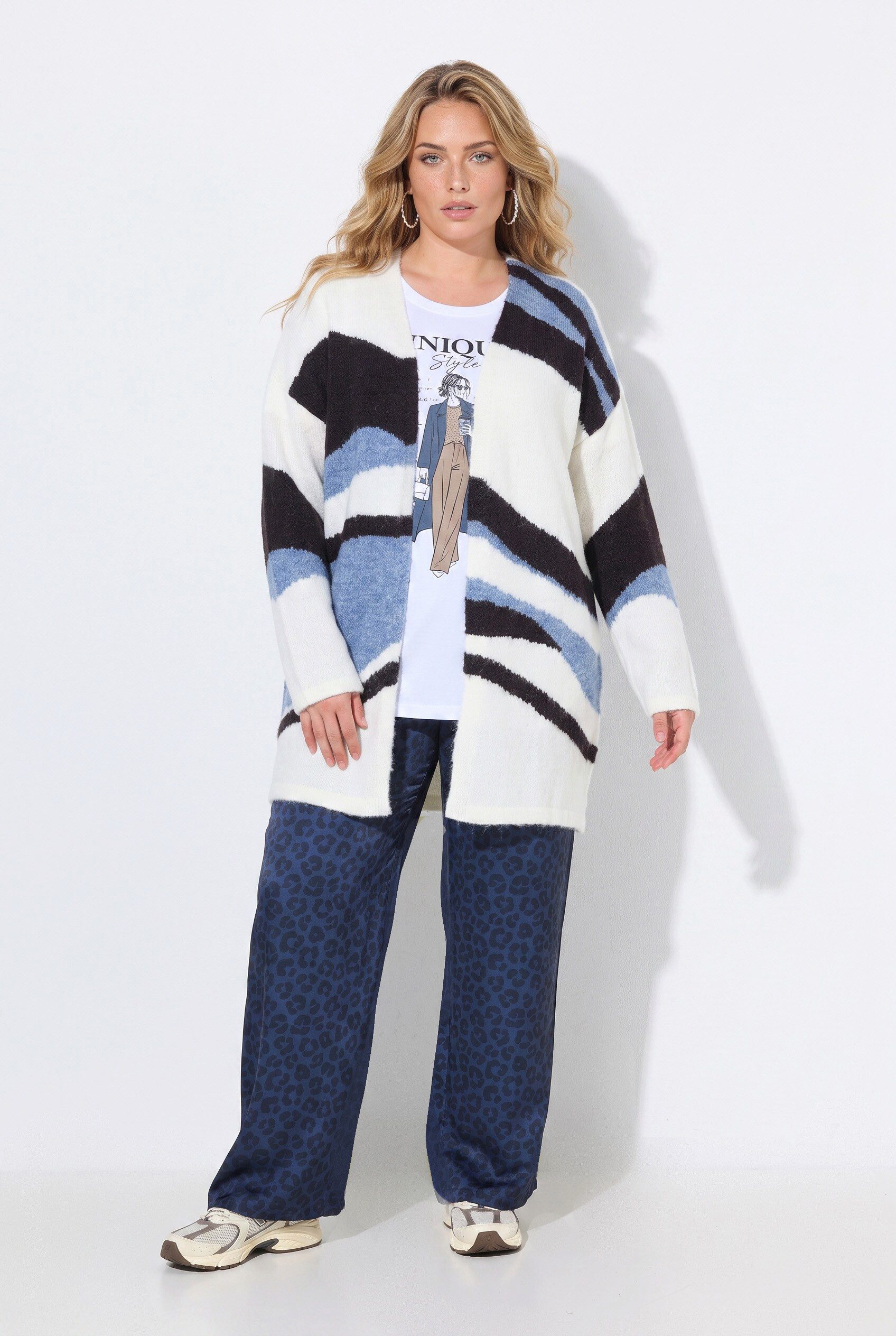 MIAMODA Strickjacke Long-Strickjacke Loose Fit offene Form