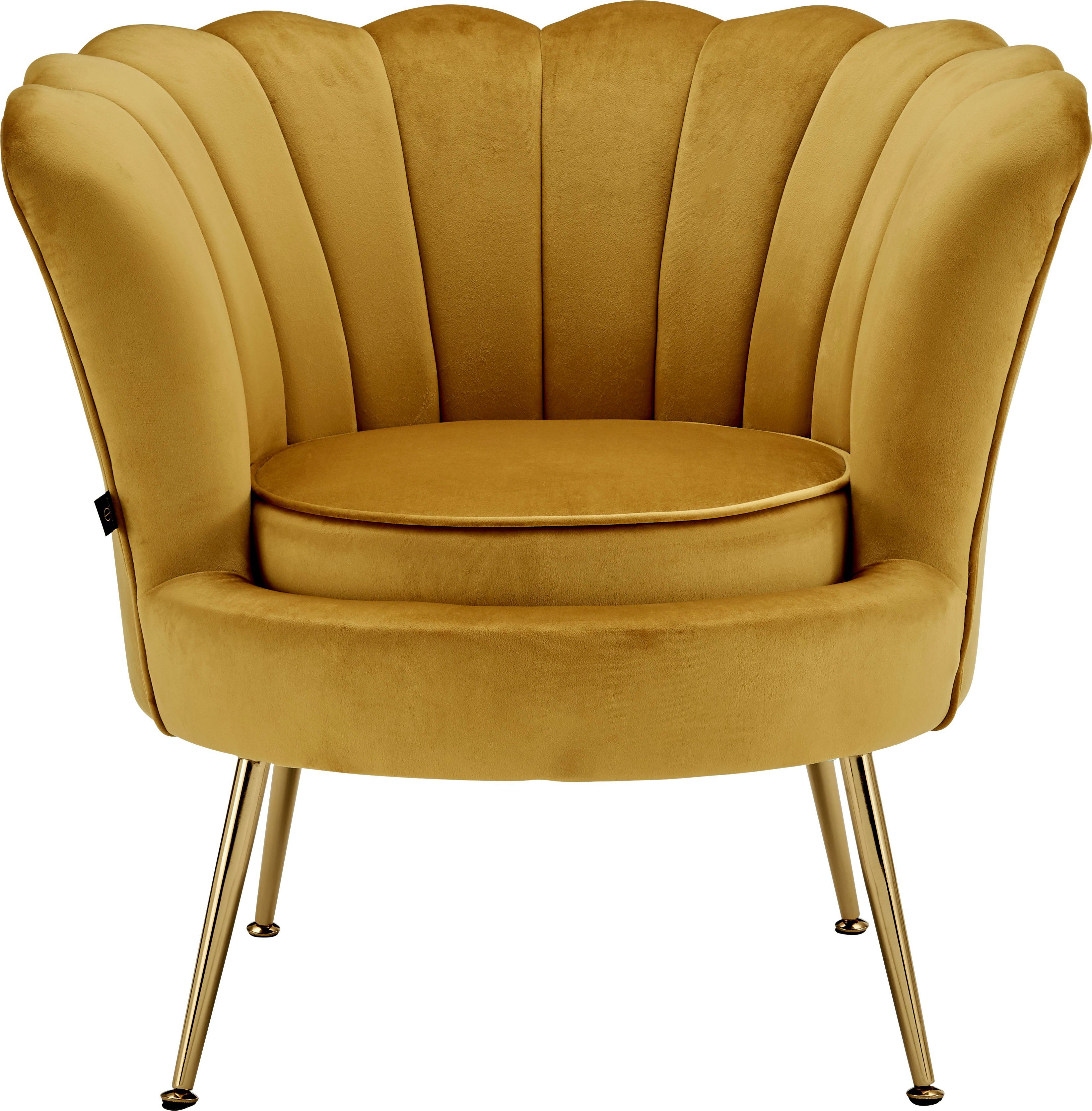 Leonique Loungesessel Kelsey, mit weichen Samtvelours 43,5 Metallgestell, cm Sitzhöhe Bezug, goldfarben edlem