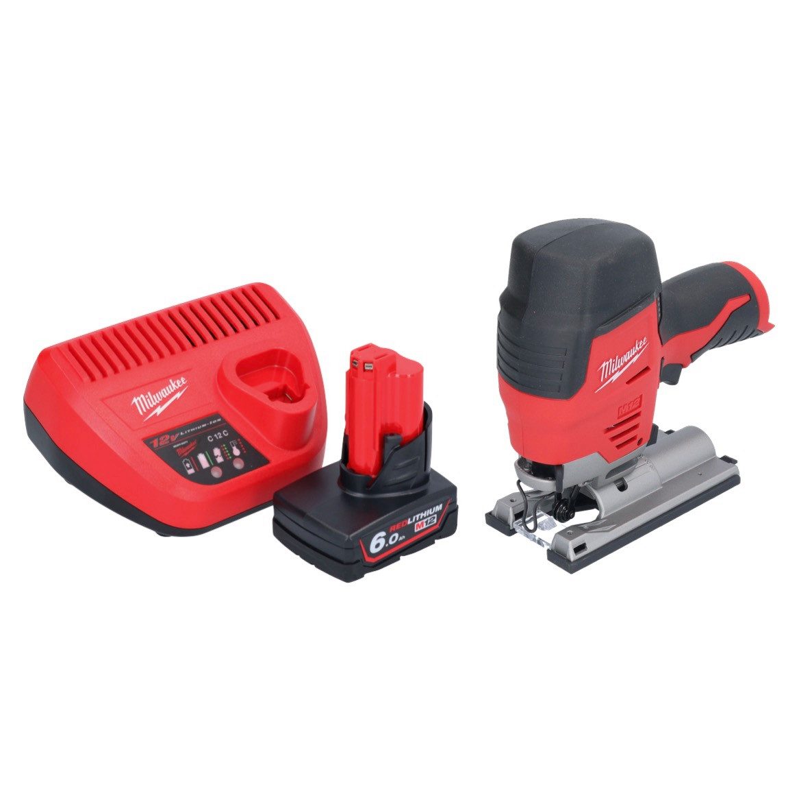 Milwaukee Akku-Stichsäge M12 JS-601 Akku Stichsäge 12 V + 1x Akku 6,0 Ah + Ladegerät