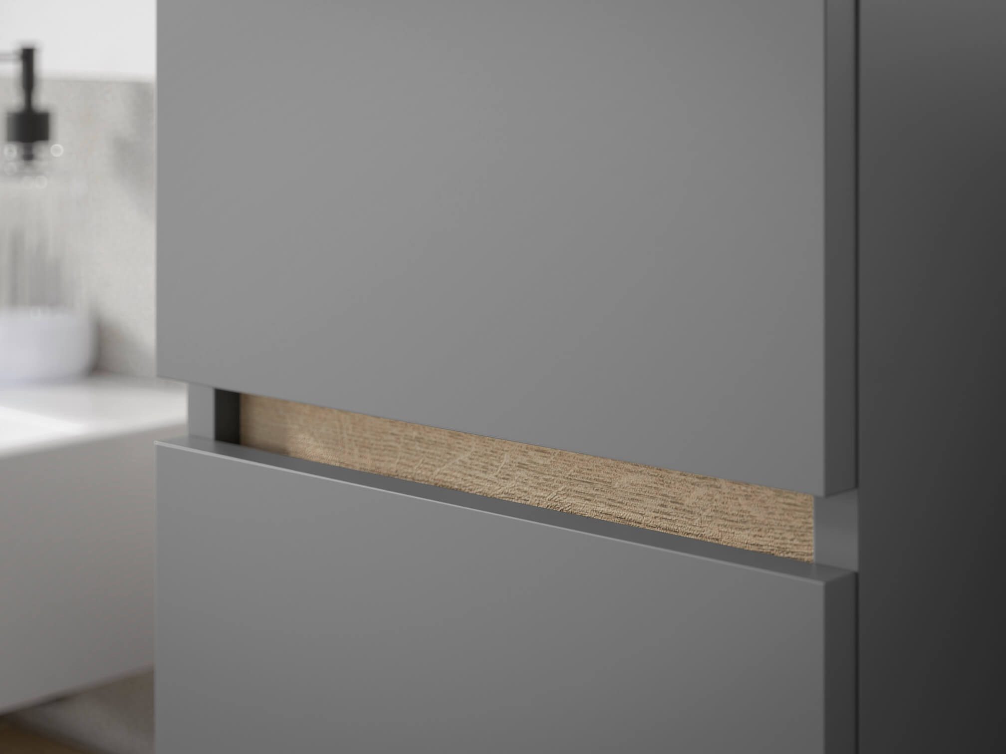 moebel-dich-auf Badmöbel-Set LONDRES, (Set 2, 3-St., Spiegelschrank, Wbu, Hochschrank), in kaschmir oder anthrazit, Absetzung: Cremona Eiche
