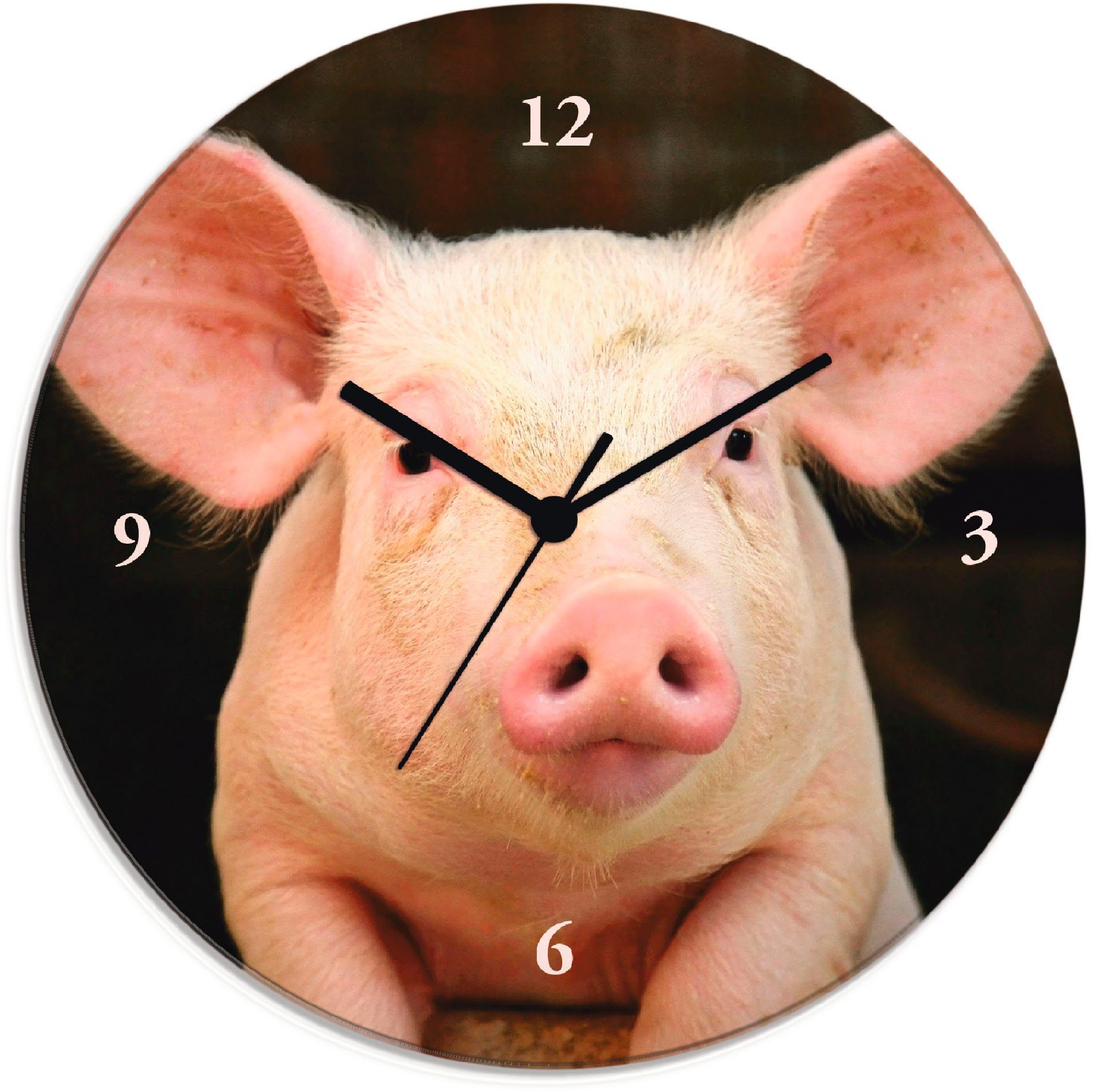 Artland Wanduhr Vorwitziges Schwein (wahlweise mit Quarz- oder Funkuhrwerk, lautlos ohne Tickgeräusche) | Wanduhren