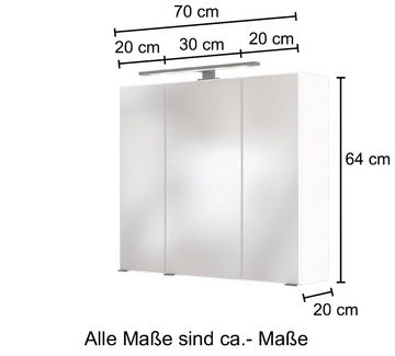 HELD MÖBEL Spiegelschrank Luena Breite 70 cm, mit 3D-Effekt, dank drei Spiegeltüren