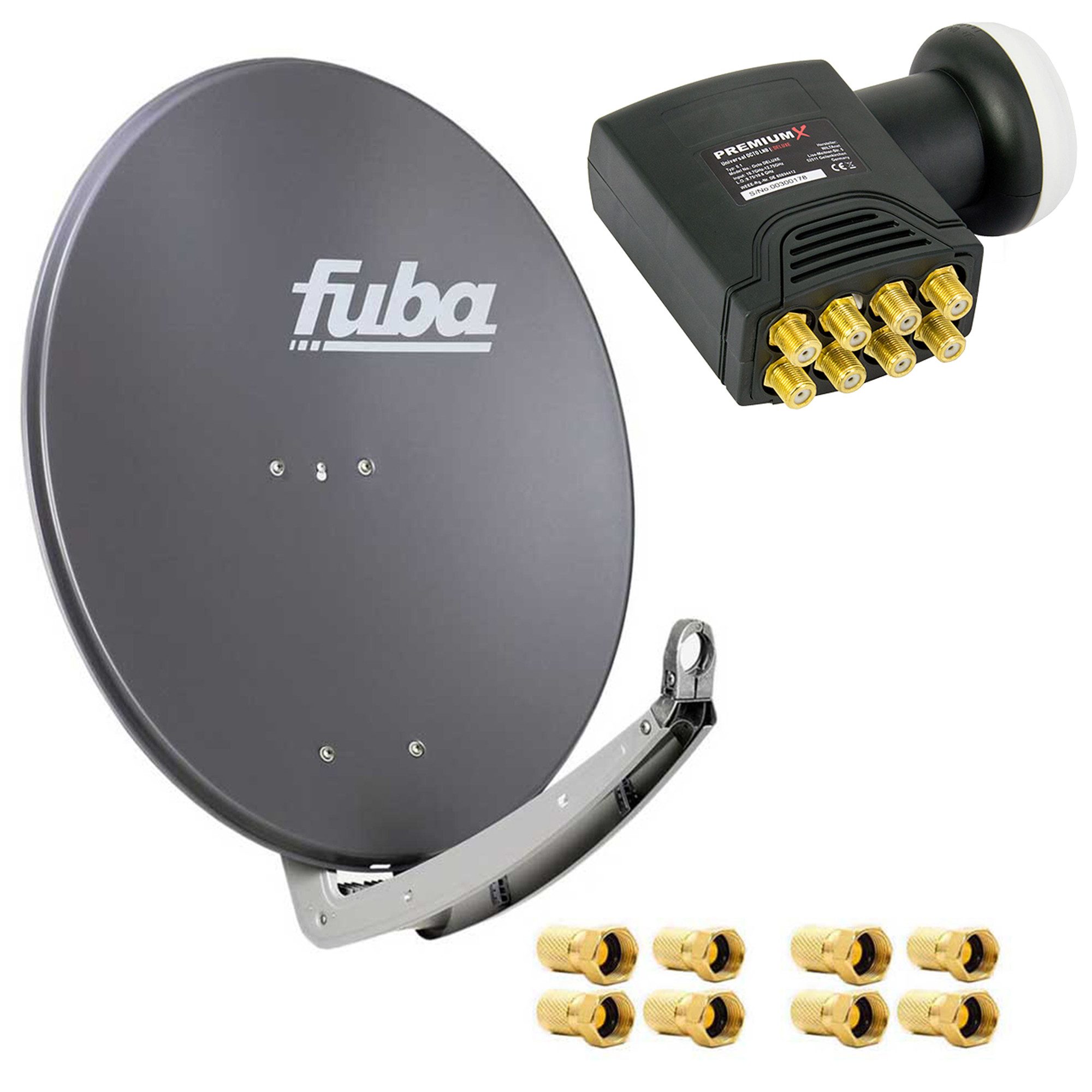 Fuba DAA 780 A Satellitenantenne Alu Anthrazit HDTV 4K DELUXE Octo LNB SAT-Antenne