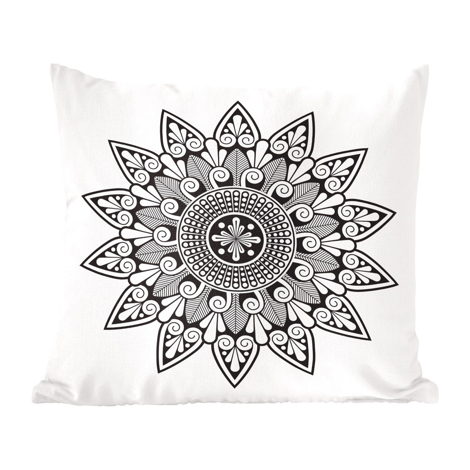 MuchoWow Dekokissen Mandala Blumenform, Zierkissen mit Füllung für Wohzimmer, Schlafzimmer, Deko, Sofakissen