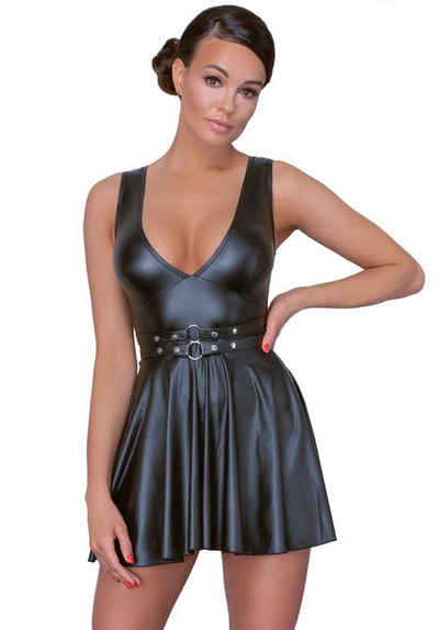 Cottelli Collection Minikleid Wetlook Kleid - schwarz