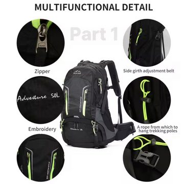 SHG Trekkingrucksack ⌂ Tourenrucksack Alpinrucksack Wanderrucksack Bergsteigerrucksack (Farbe: Schwarz, Hochtourenrucksack Freizeitrucksack), Rucksack Sportrucksack Reiserucksack Kletterrucksack