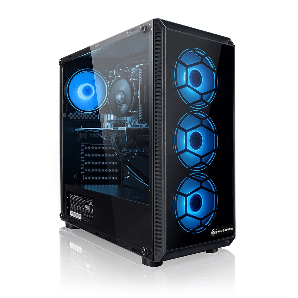 Megaport Gaming-PC (AMD Ryzen 5 4500 6x3,60 GHz 4500, Nvidia GeForce RTX 4060Ti 8GB, 16 GB RAM, 1000 GB SSD, Luftkühlung, OHNE Betriebssystem, WLAN)