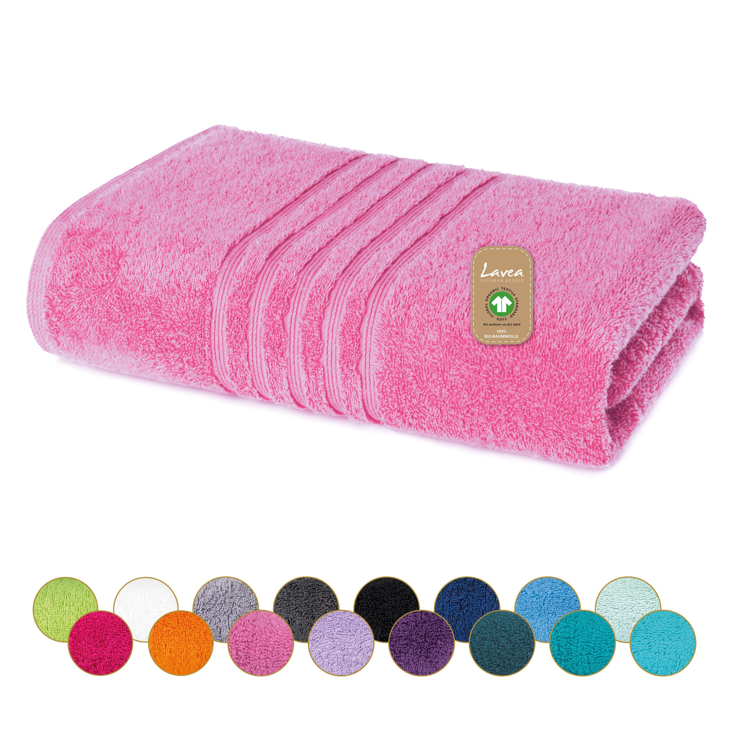 Lavea Saunatuch Bali Saunahandtuch 80x200 cm Saunahandtuch XXL 80x220 cm, Weiches Bio-Baumwollfrottee (1-St), pflegeleicht, GOTS-zertifiziert, extra saugstark mit 500g/m²