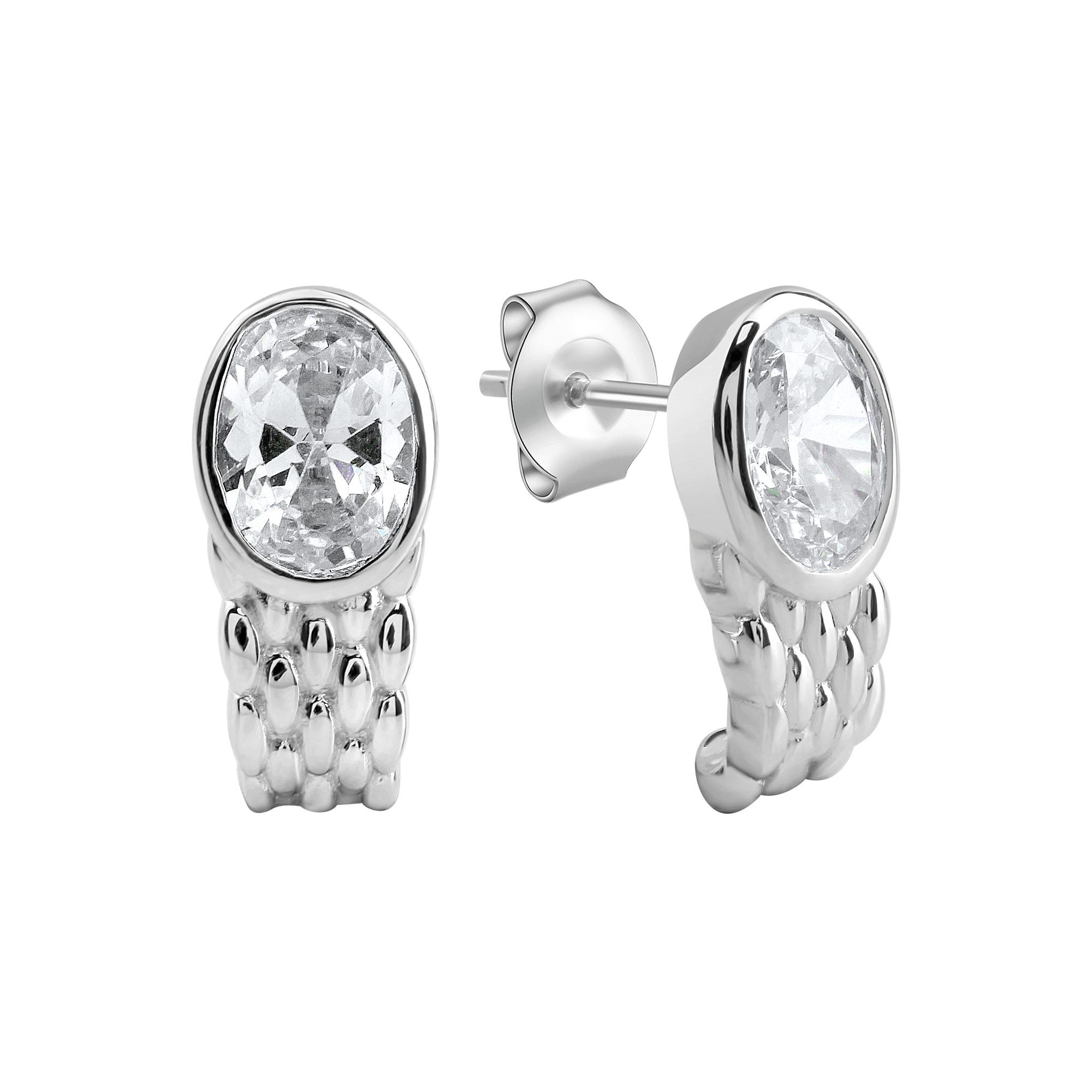 Zeeme Paar Ohrstecker 925/- Sterling Silber rhodiniert Zirkonia