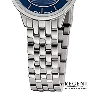 Regent Quarzuhr Regent Damen Armbanduhr Analoganzeige, Damen Armbanduhr rund, klein (ca. 27mm), Metallbandarmband
