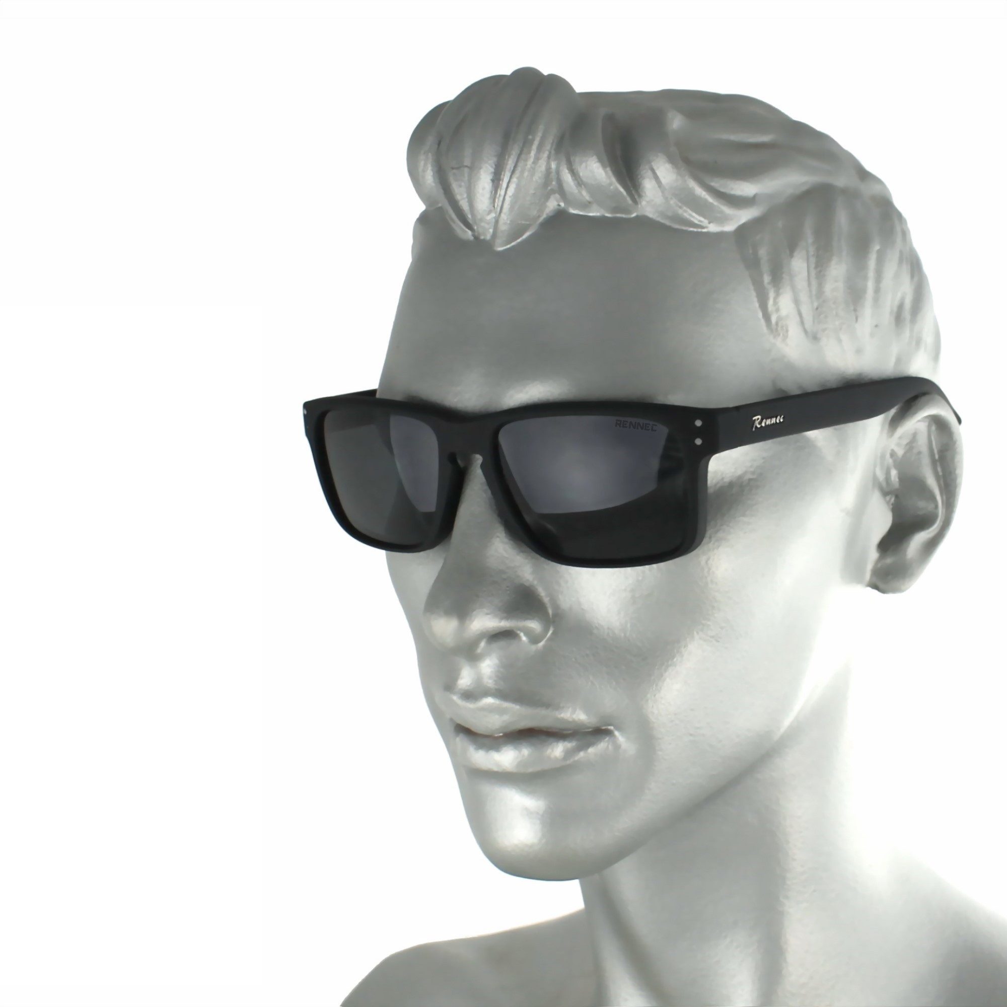 Rennec Sonnenbrille (Herren Brille mit Hardcase) Schwarz Getönt, 3in2 Bügel günstig online kaufen