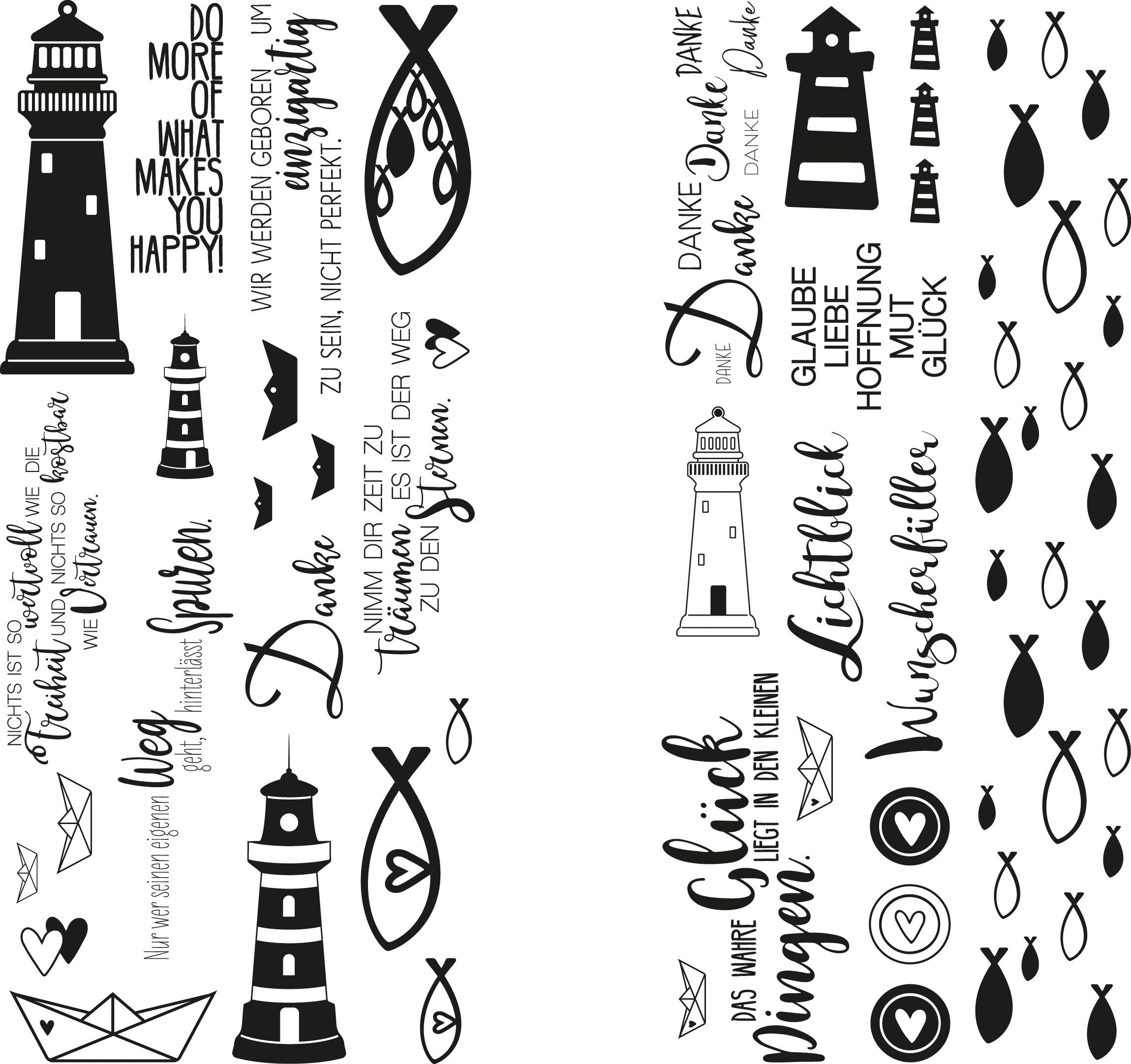 Rayher Aufkleber Transferfolie 'Leuchtturm, Fische & Co', 2 Blatt