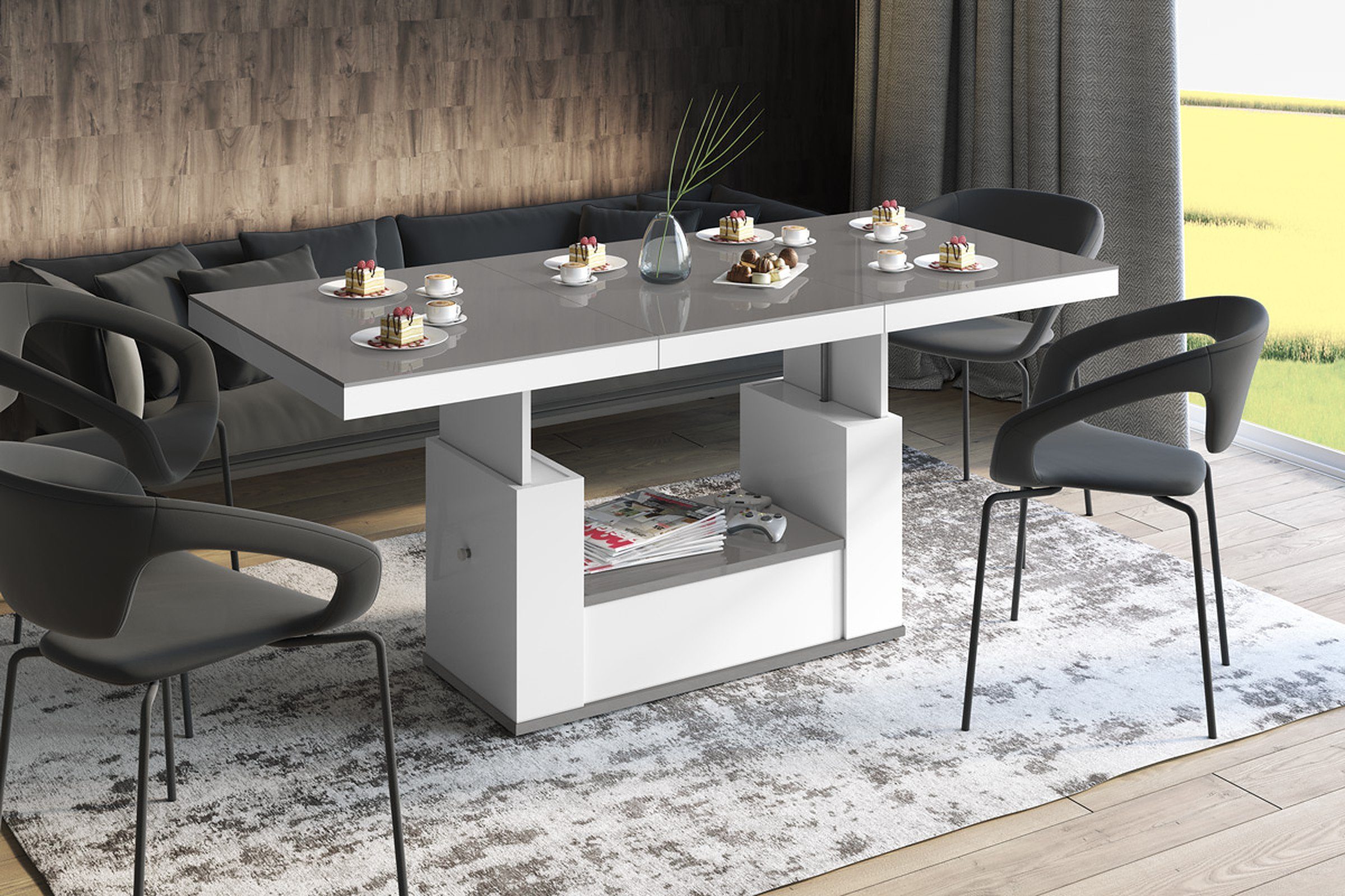 designimpex Couchtisch HM-111 Grau / Weiß günstig online kaufen