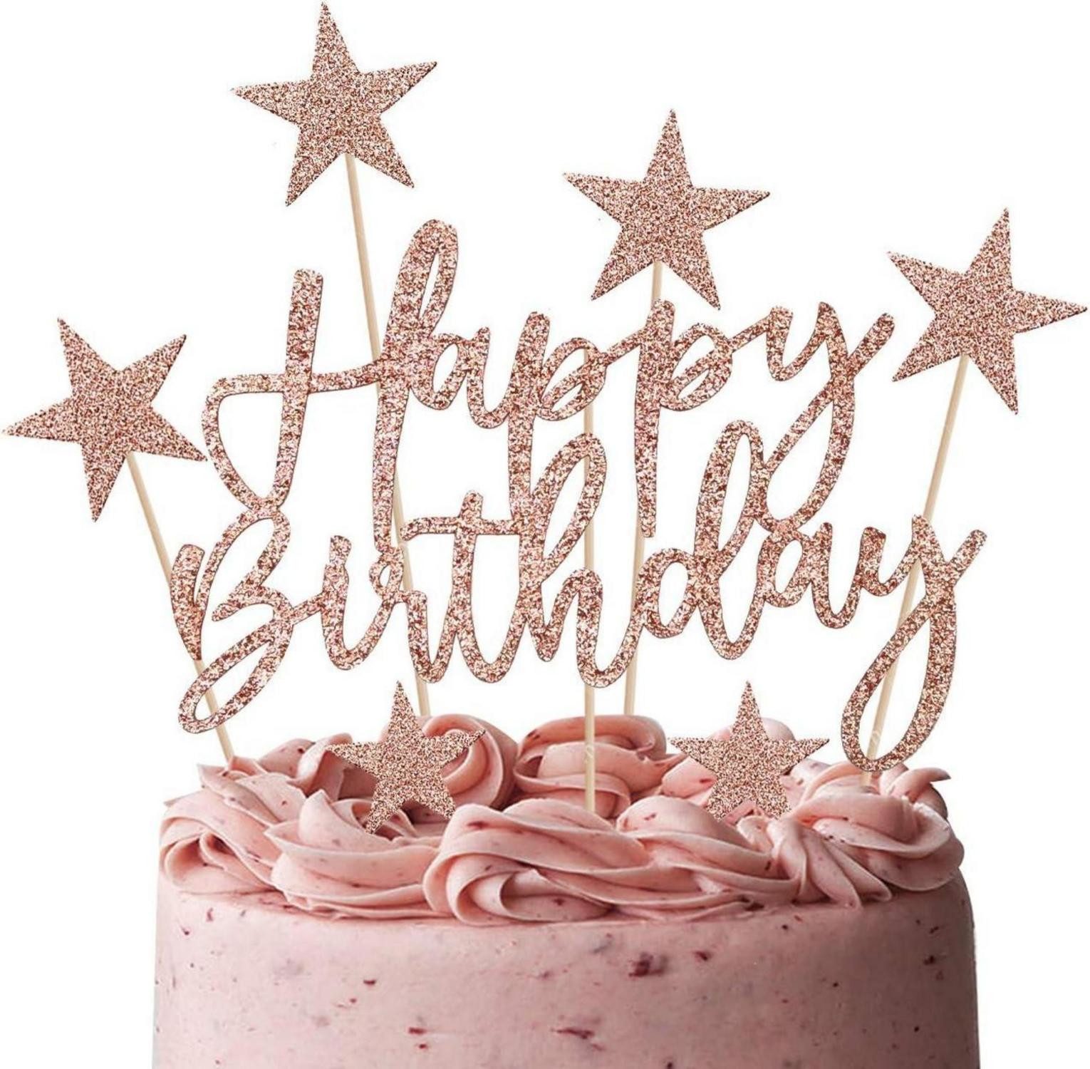 Dekohänger Tortendeko Rosegold Happy Birthday Kuchendeko Sterne Cake Topper