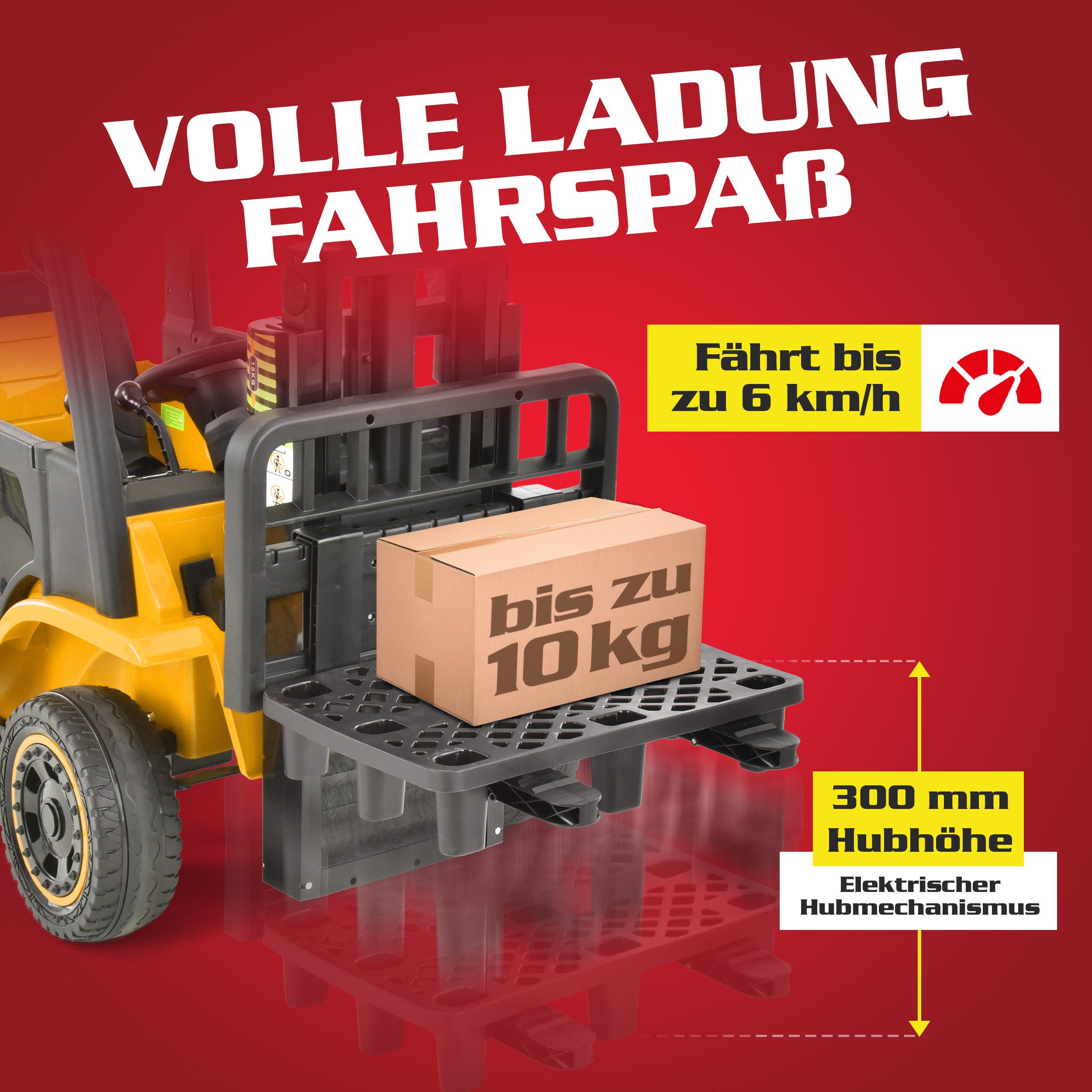 Hecht Spielzeug-Gabelstapler mit Fernbedienung, 12V Akku bis 35 kg und 6 km günstig online kaufen