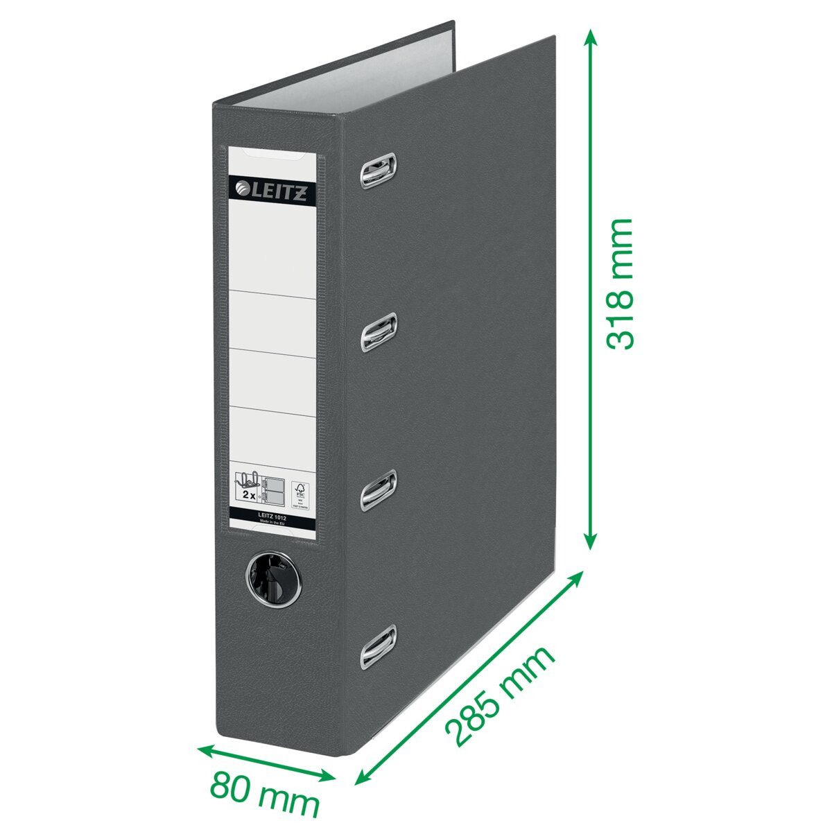 LEITZ Aktenordner Doppelordner A4 Kunststoff 75mm grün Packung mit 5 Stück
