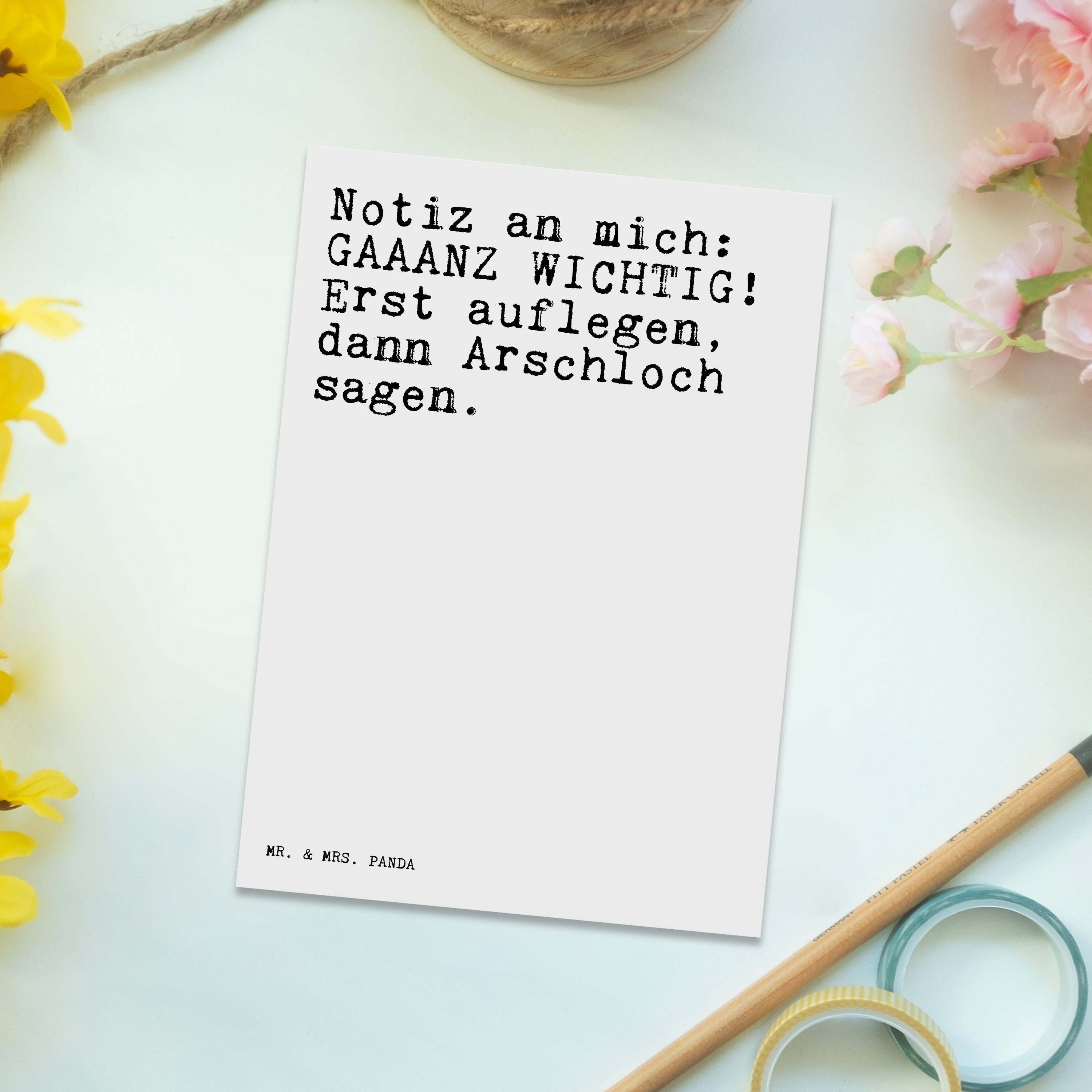 Panda Geschenk, Weiß Frau, an Postkarte & Geschenk Notiz Junggesell Mrs. Mr. mich: - GAAANZ... -