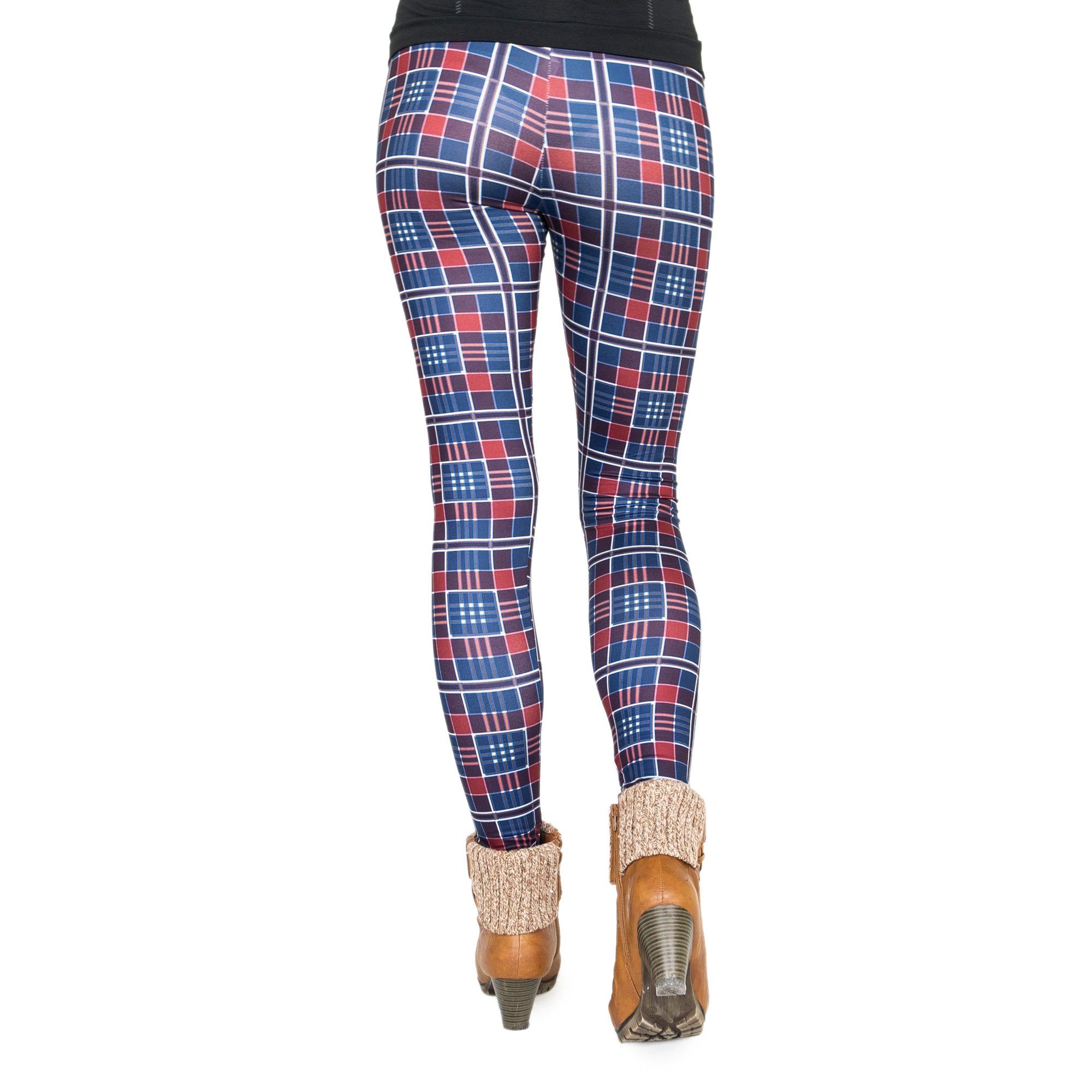 cosey Leggings Business Line Leggings (Einheitsgröße XS-L) Blau/Rot Kariert