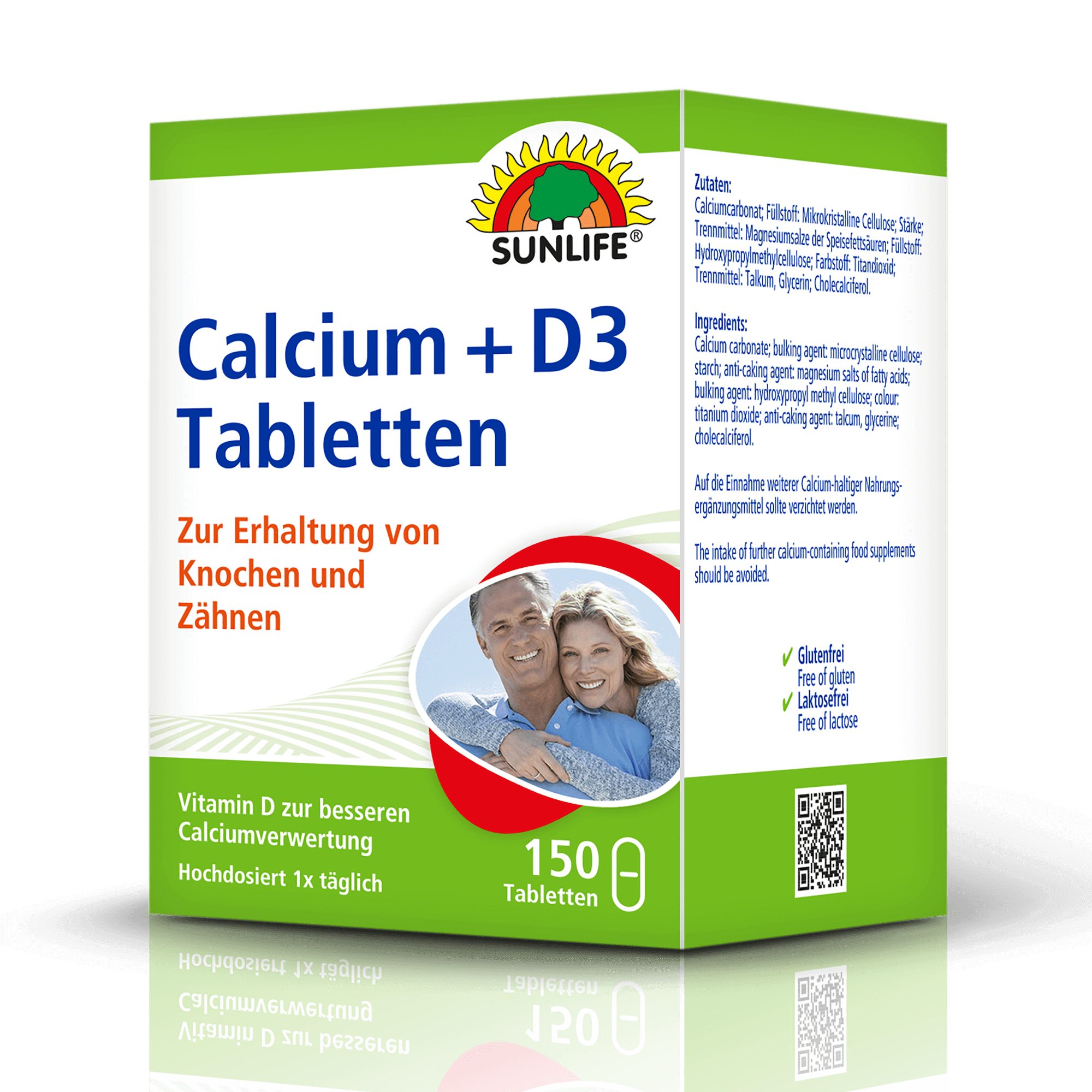 SUNLIFE SUNLIFE® Calcium + Vitamin D3 Tabletten hochdosiert Erhalt von Knochen 1 x täglich eine Tablette mit ausreichend Flüssigkeit schlucken