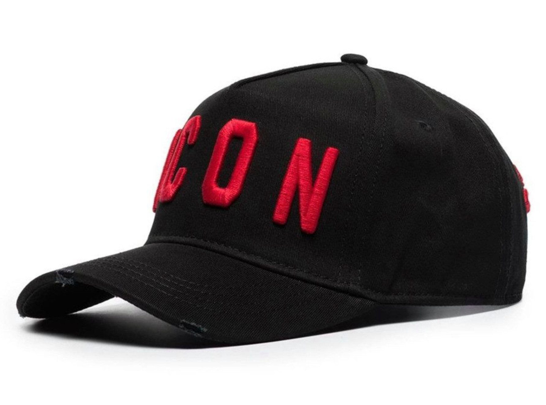 Dsquared2 Baseball Cap Icon Kappe Basebalkappe Trucker Mütze Verstellbarer Riemen, dezente Destroyed-Effekte, Gebogener Schirm