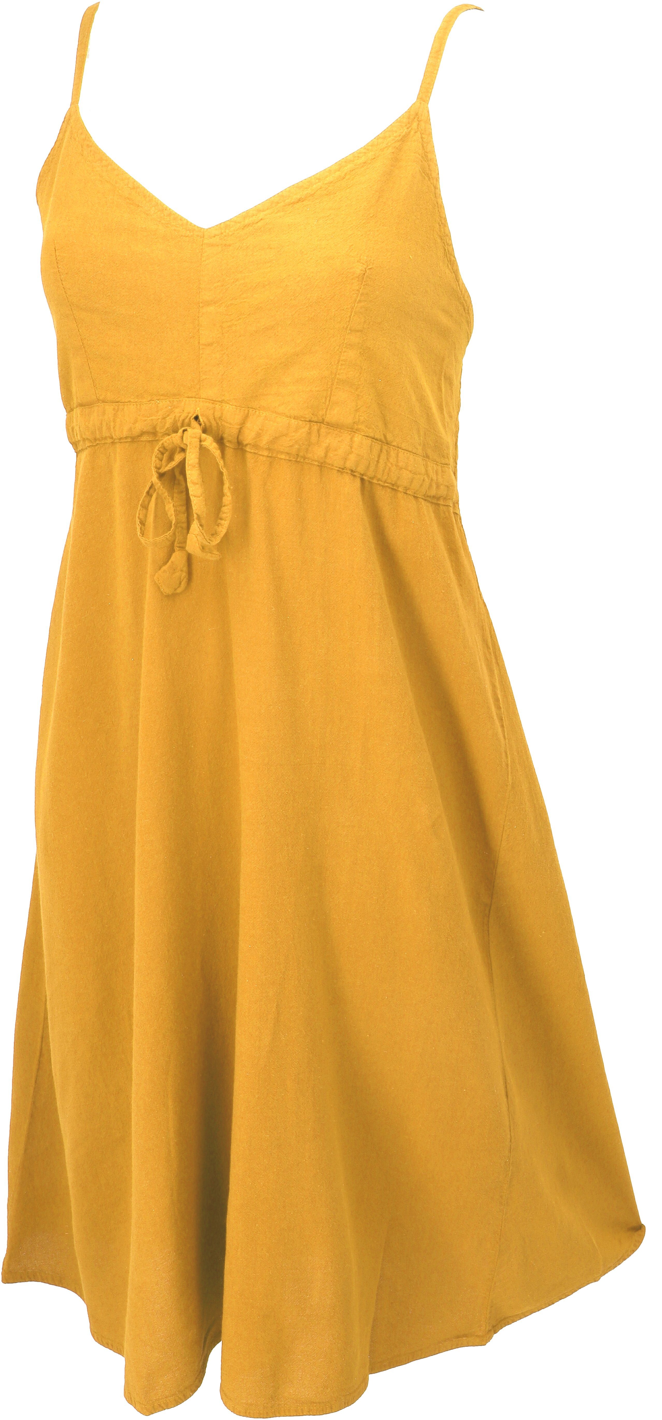 Guru-Shop Midikleid Einfarbiges Casual Trägerkleid, Baumwoll..