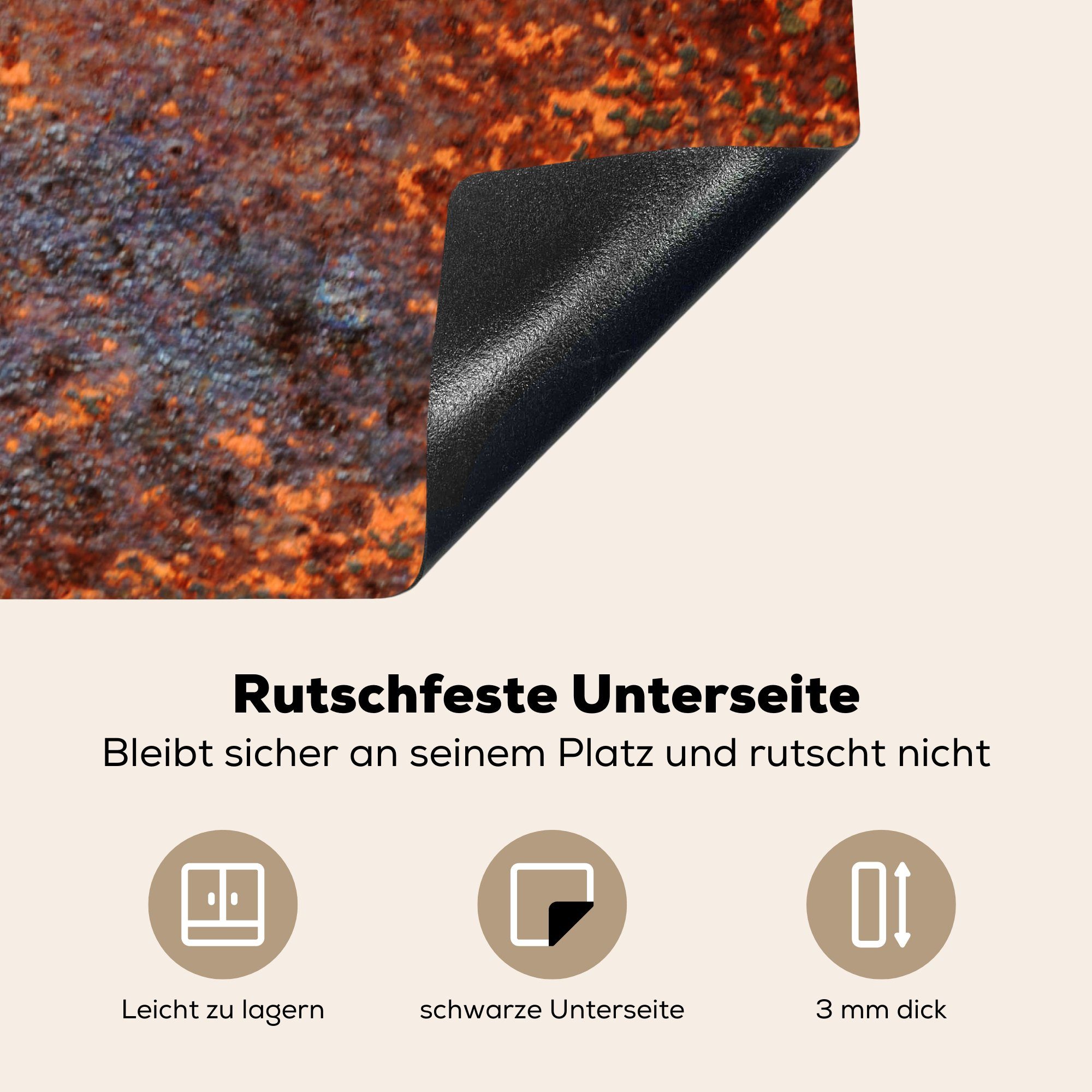 Vinyl, Herdblende-/Abdeckplatte Induktionsherd, MuchoWow (1 - Induktionskochfeld Dekoration - Küchen Eisen Industriell, cm, für Vintage 58x51 - Rost tlg),