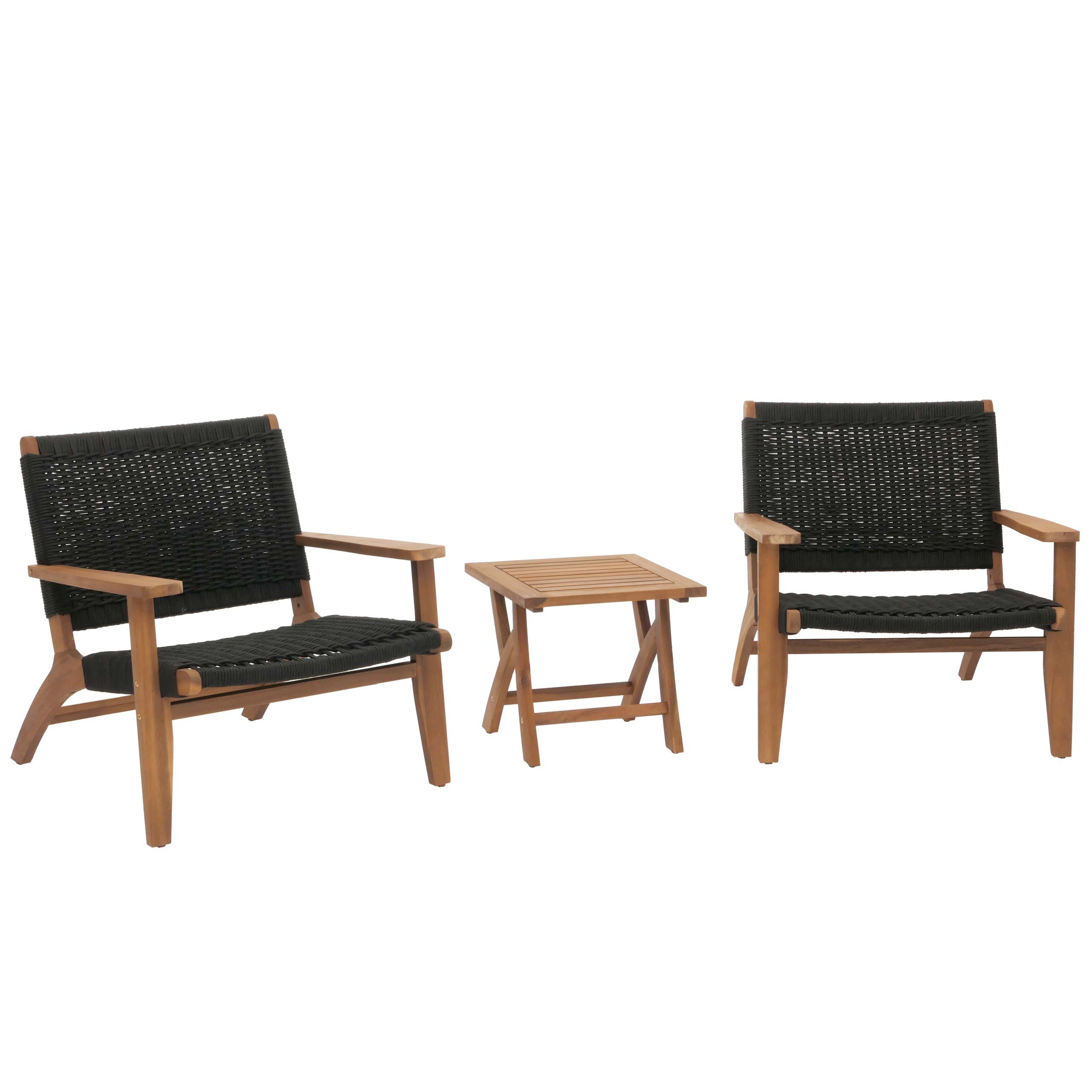 MCW Sitzgruppe MCW-N49, (Set, 3-tlg), Mit dekorativem Seil-Geflecht