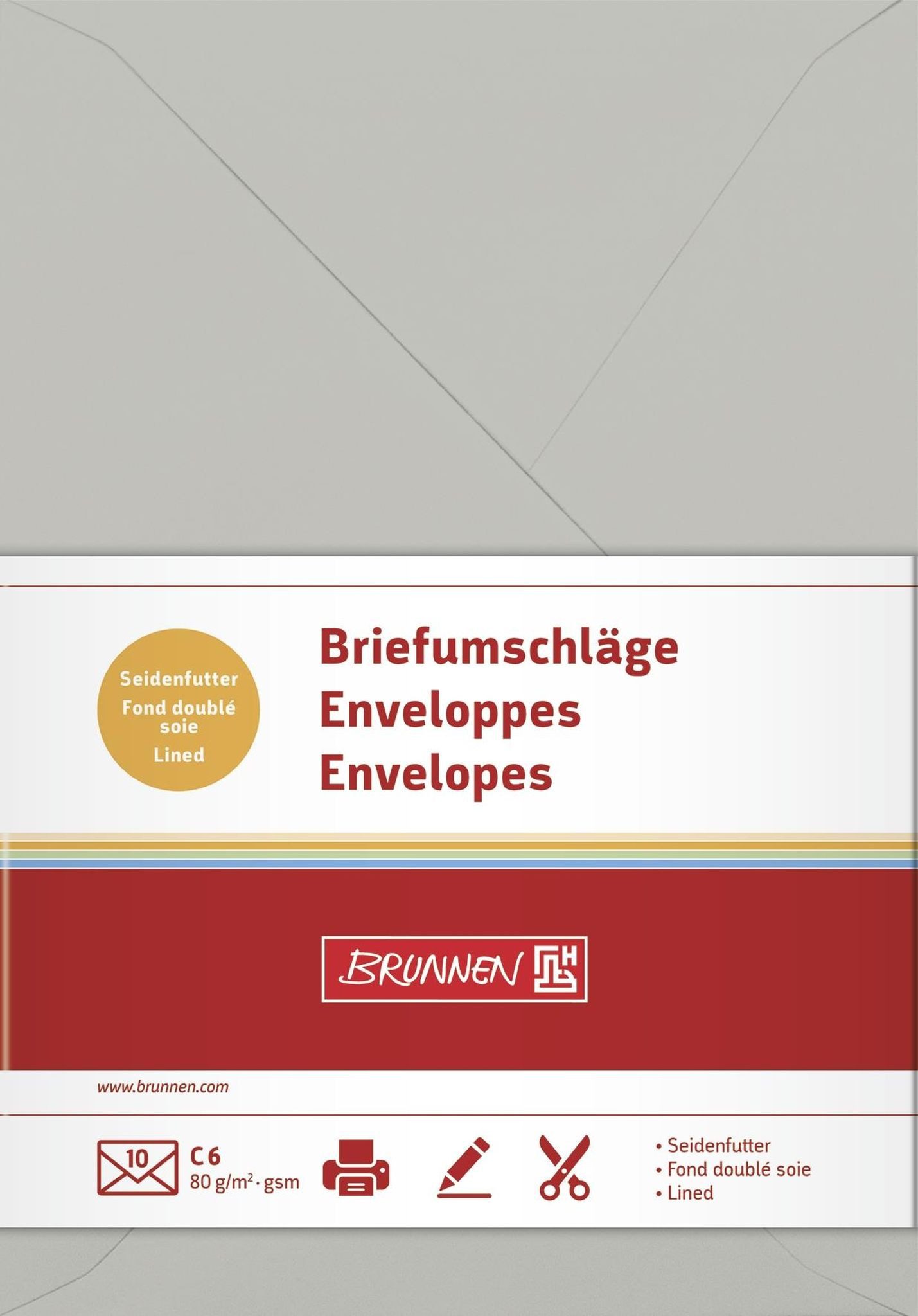 BRUNNEN Briefumschlag BRUNNEN Briefumschl. C6 grau