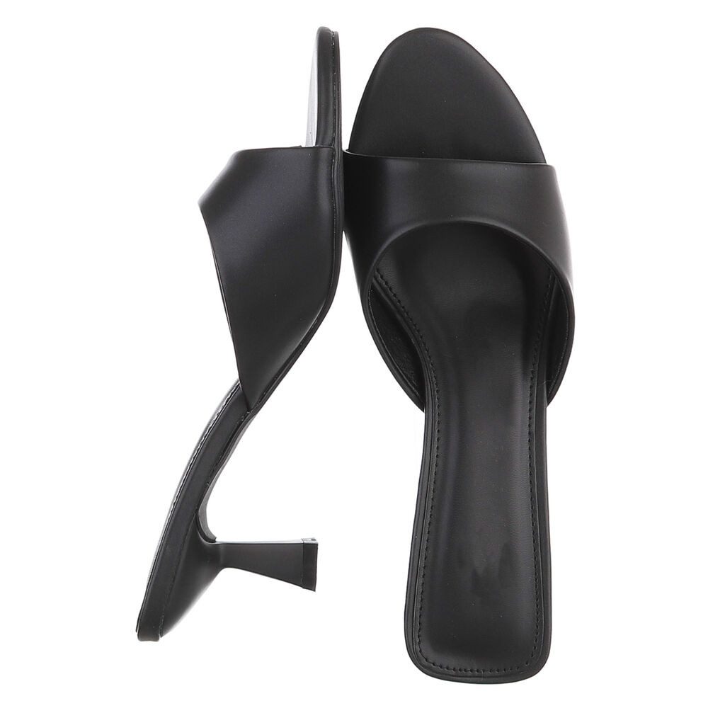 Ital-Design Damen Sandale Blockabsatz Slip-On elegant sommerlich Pantolette (91895726) Pfennig-/Stilettoabsatz Sandalen & Sandaletten in Schwarz