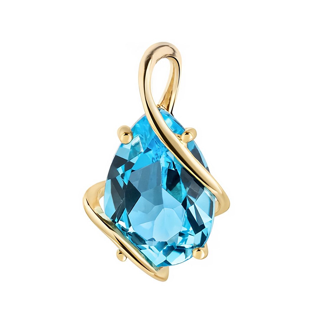 NICEANDnoble Kettenanhänger 375er Gelbgold Kettenanhänger Blautopas