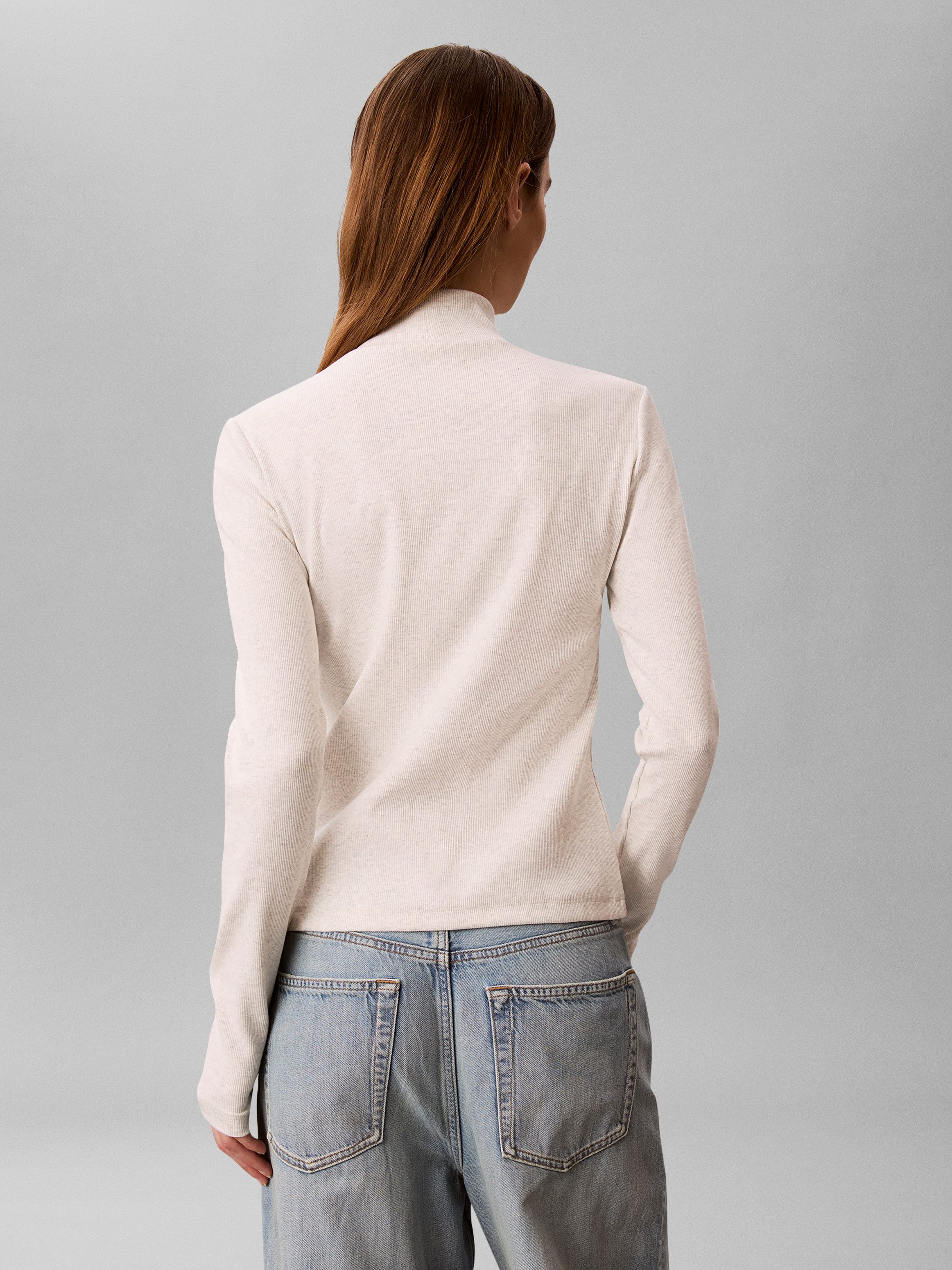Calvin Klein Jeans Shirttop LS WOVEN LABEL TURTLENECK Mit Rundhalsausschnitt, regular fit