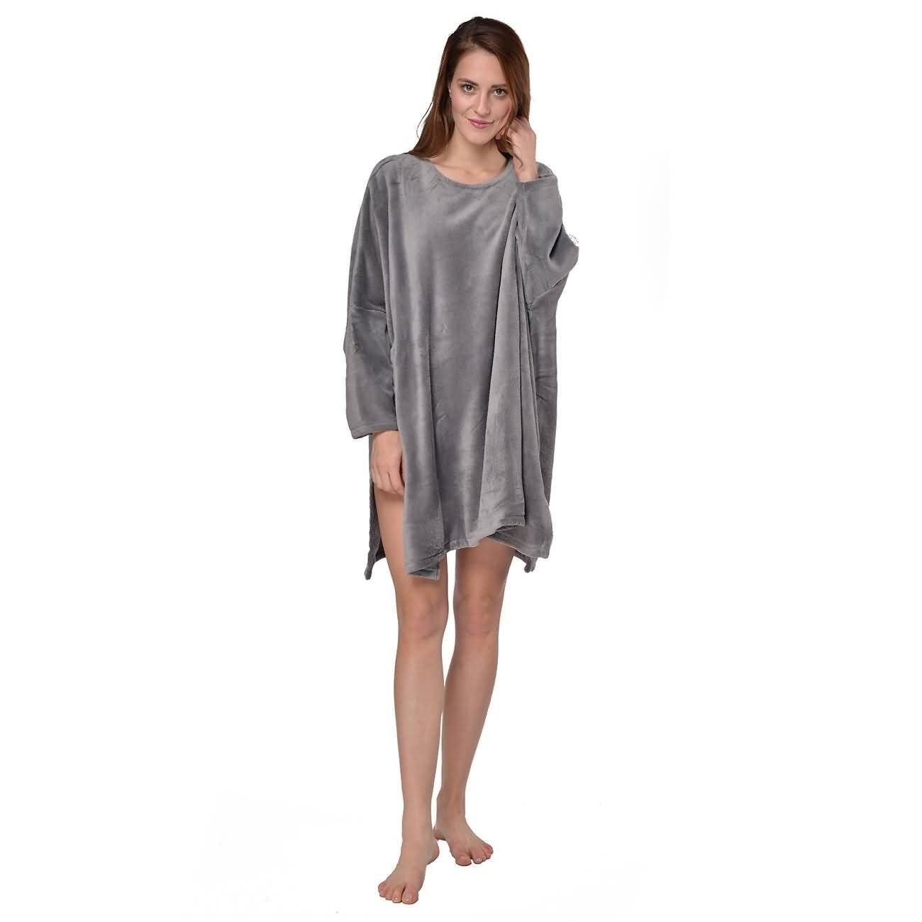 M-Diamant Damenbademantel Damen Fleece Poncho „Coucher“ aus Micro-Velours, One Size, ohne Verschluss, Kuschelig weicher Fleece-Poncho