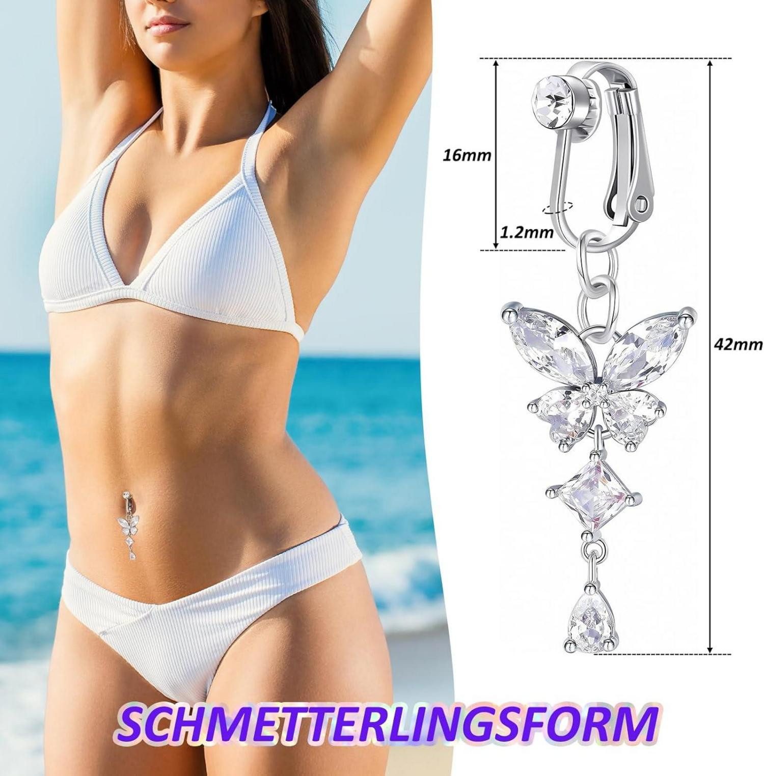 LOYEBOHU Bauchnabelpiercing-Set 3er Set Fake Bauchnabelpiercing günstig online kaufen