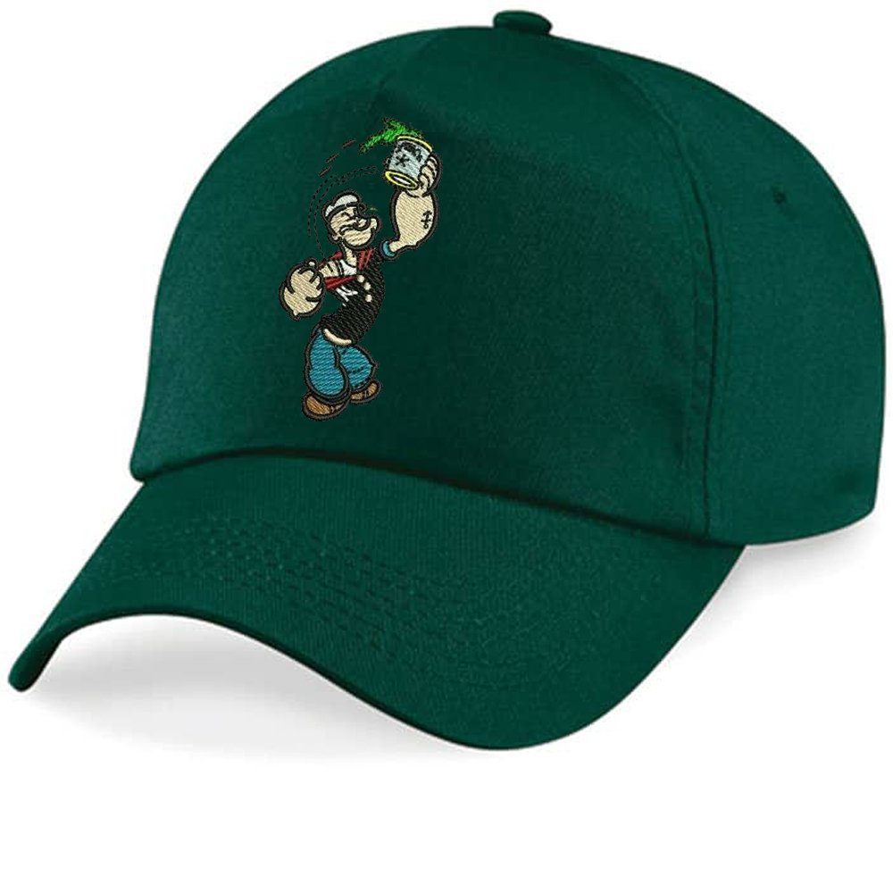 Blondie & Brownie Baseball Cap Kinder Popeye Stick Patch Spinat Stark Fitnes Gym One Size Flaschengrün